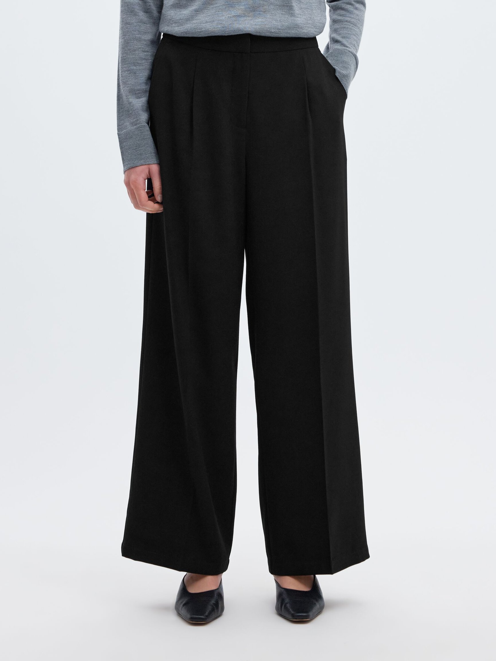 WOVEN WIDE-LEG TROUSERS