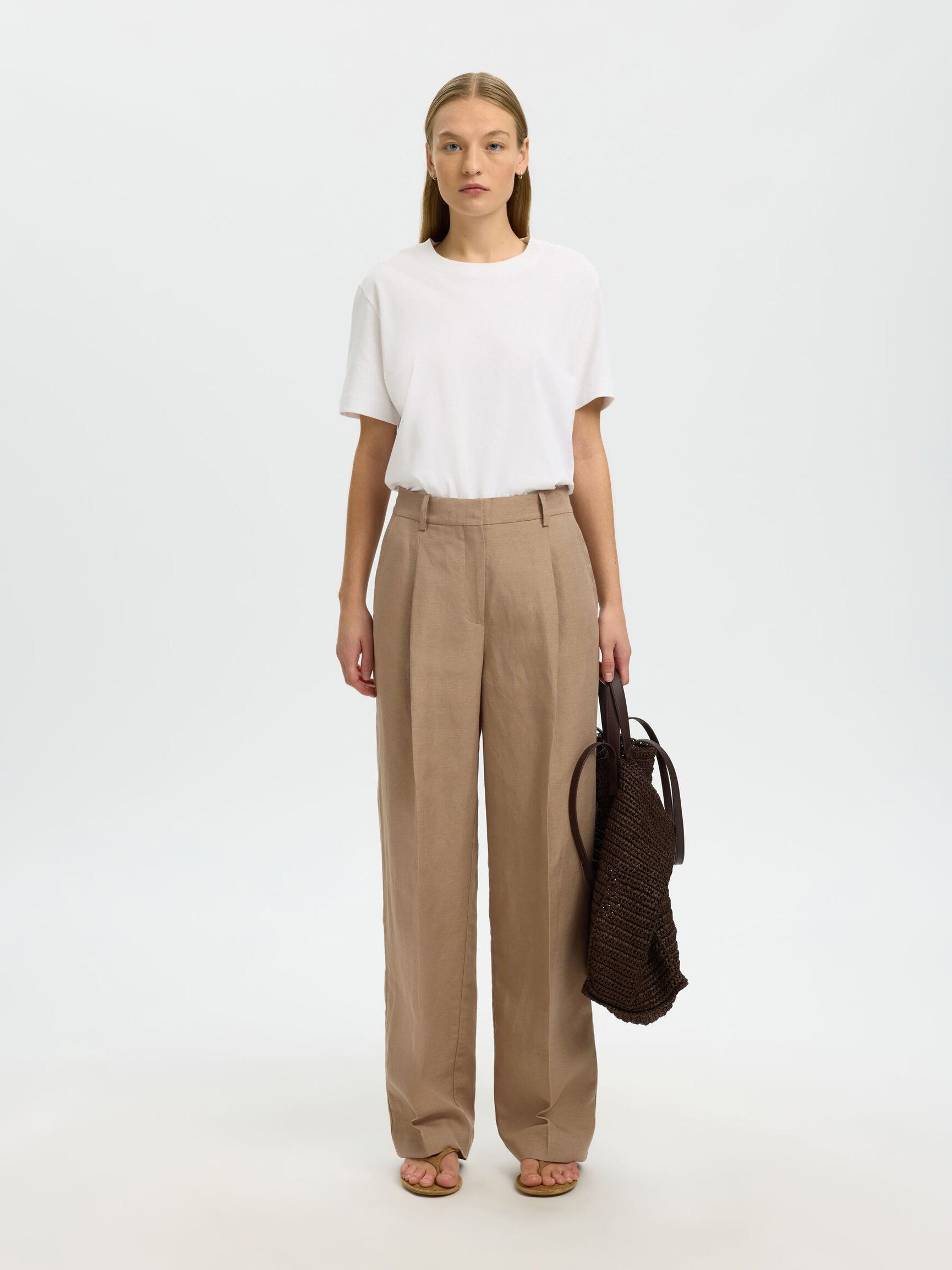 LINEN BLEND TROUSERS