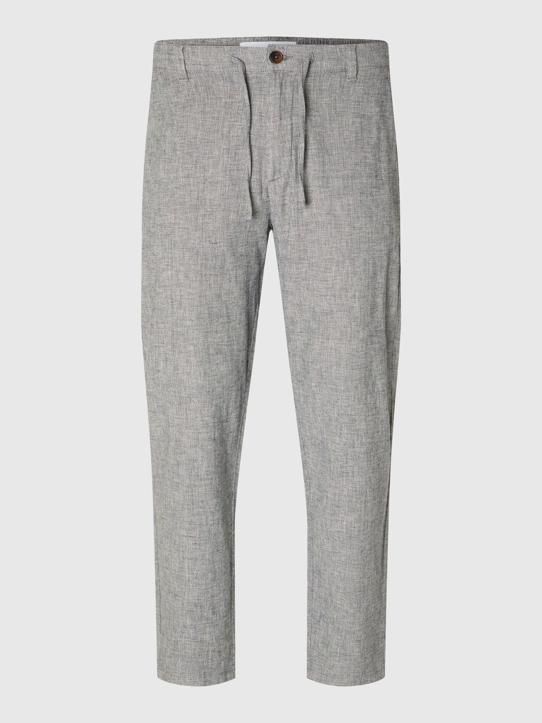 SLIM TAPERED LINEN BLEND TROUSERS