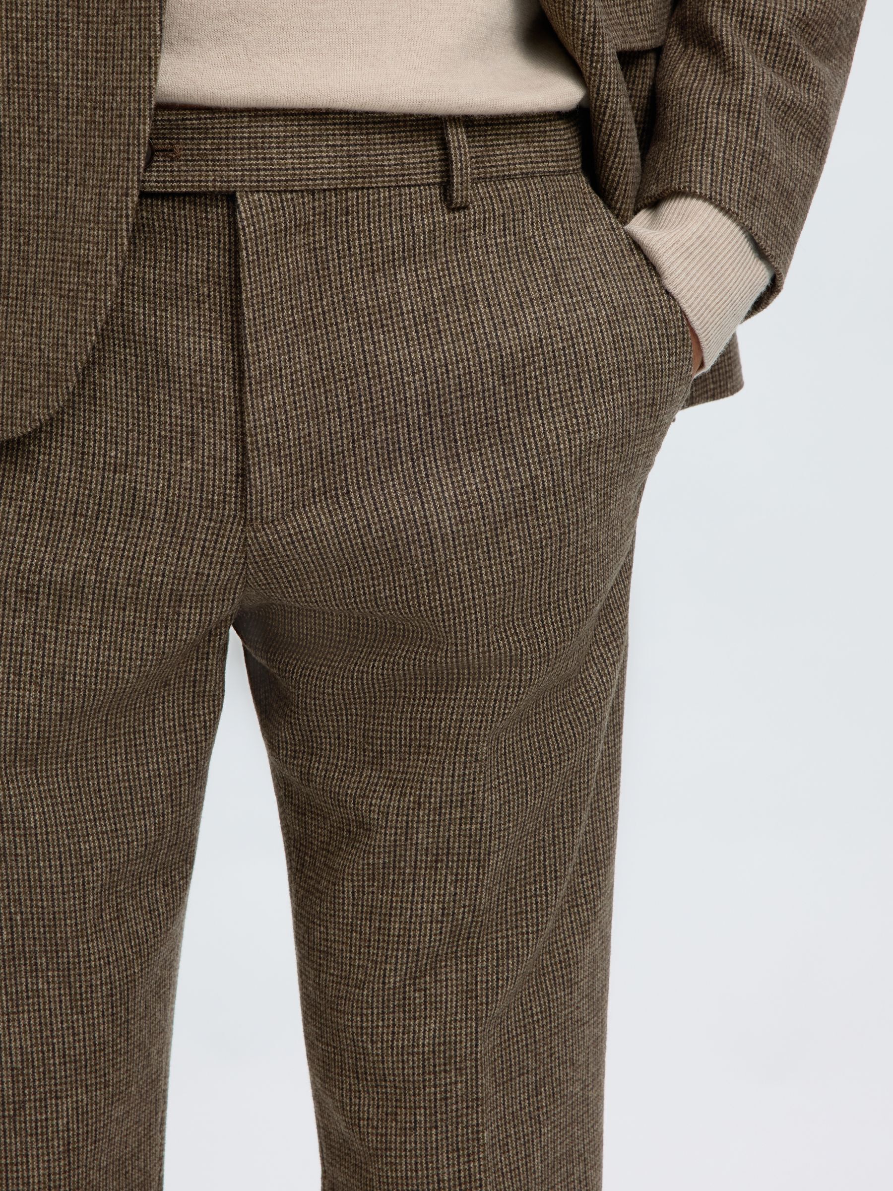 CHECKED WOOL BLEND TROUSERS