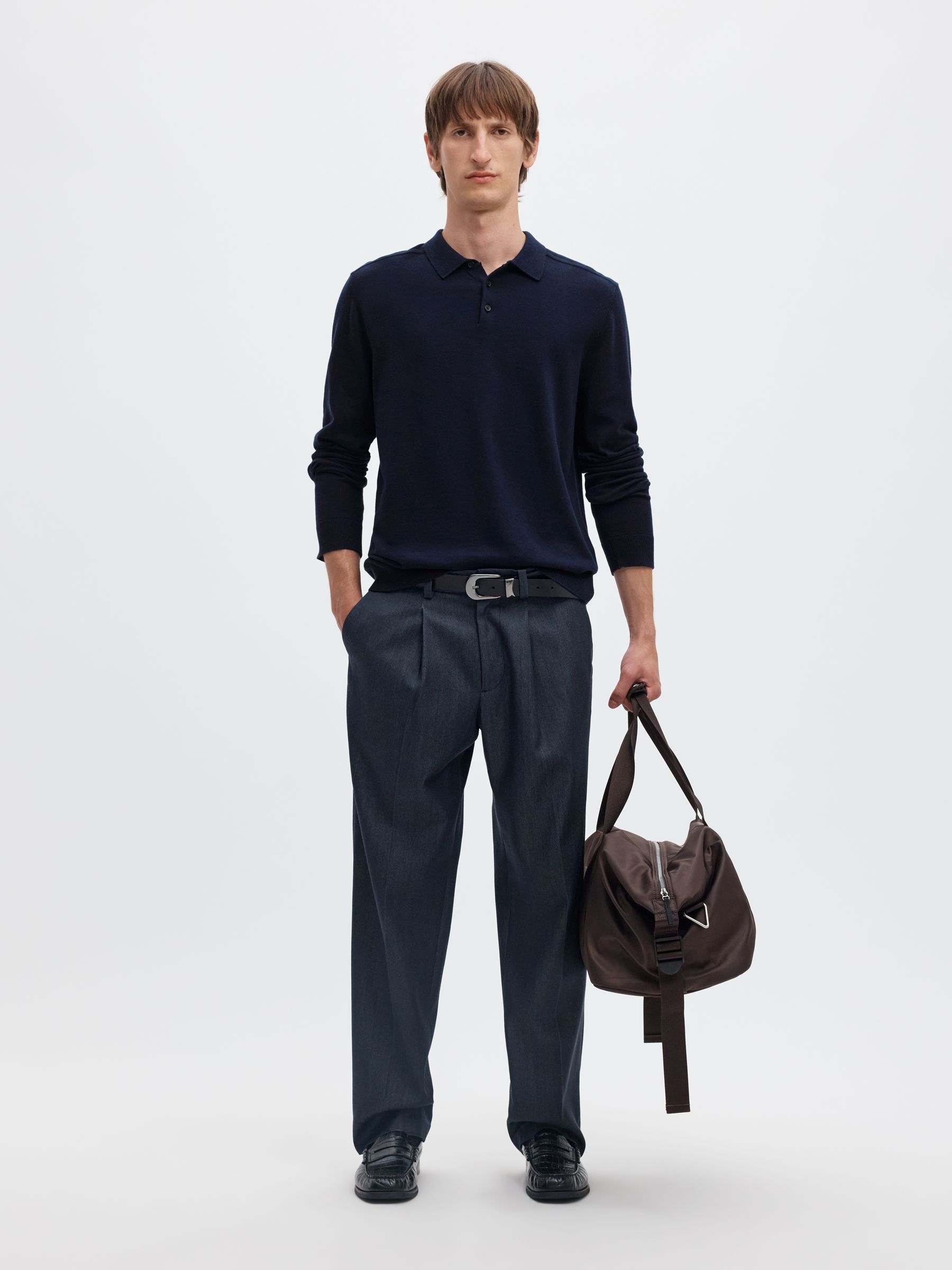 KNITTED LONG-SLEEVED POLO SHIRT