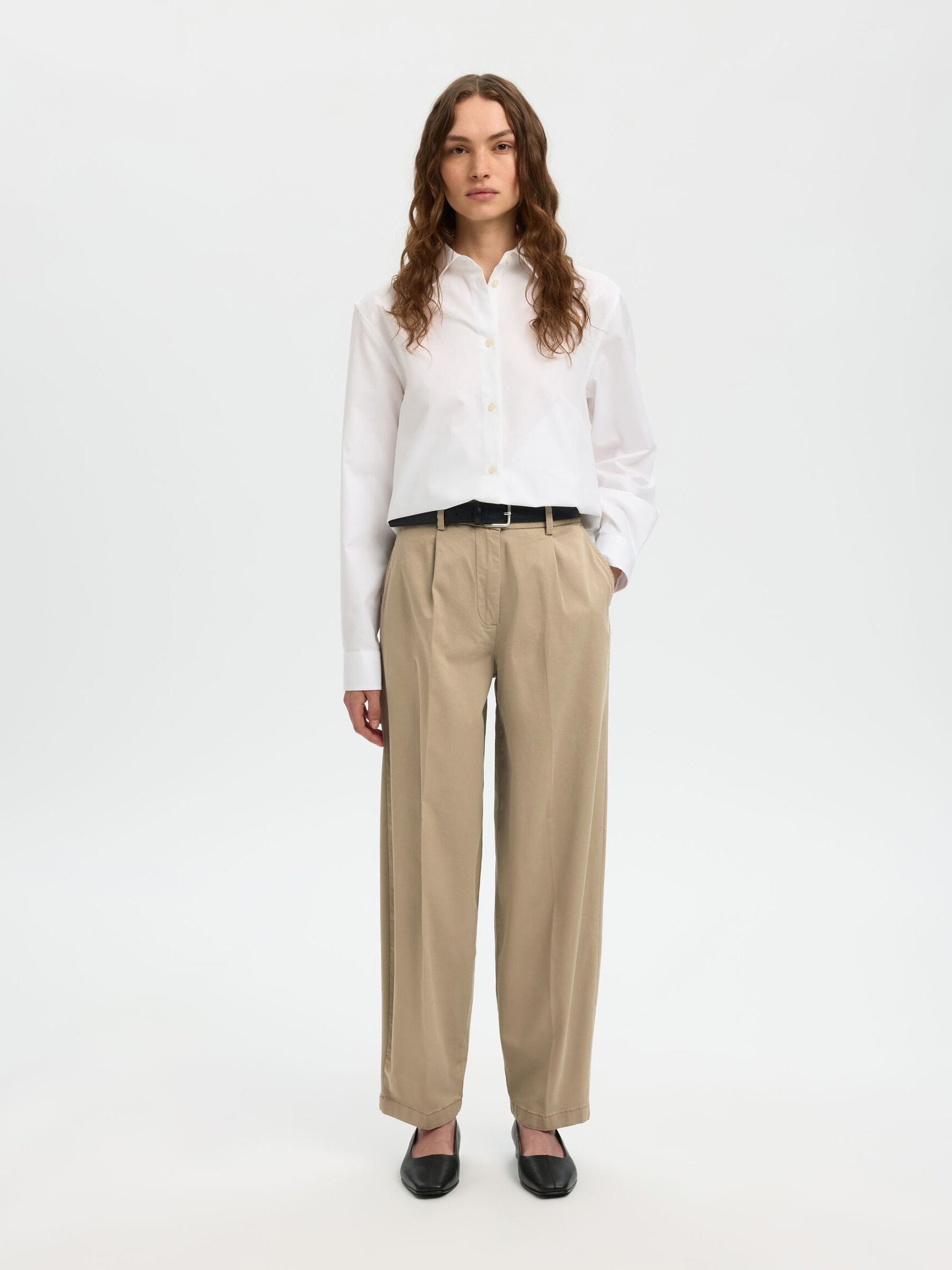 COTTON BLEND BARREL FIT TROUSERS