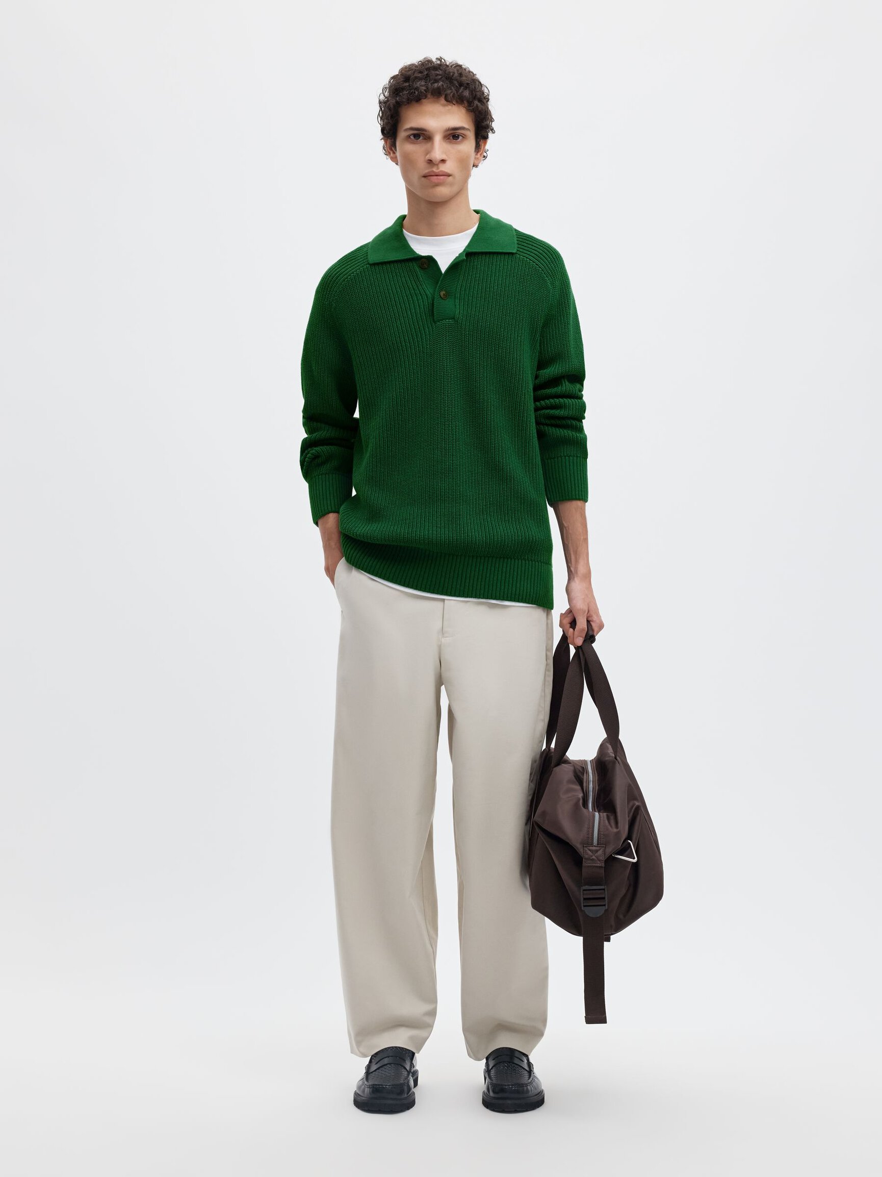 RIBBED KNITTED POLO SHIRT