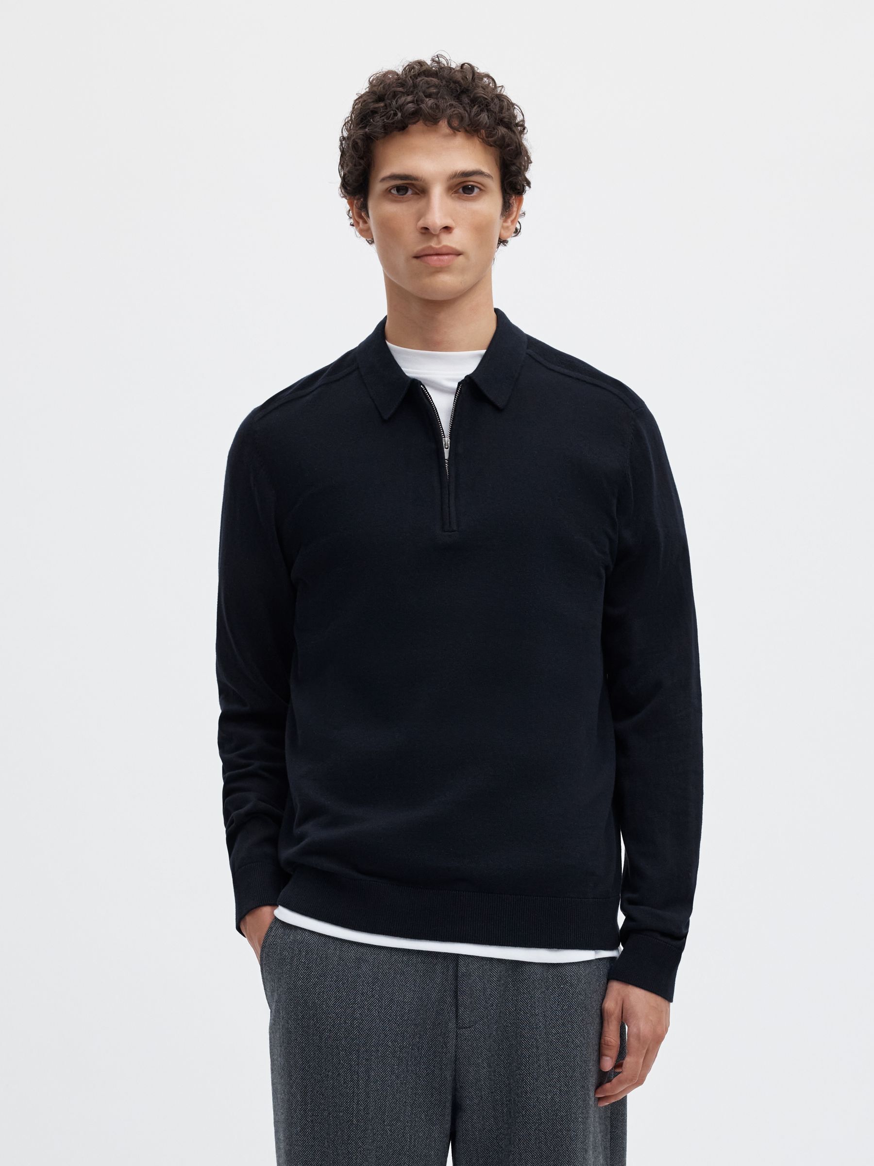 KNITTED LONG-SLEEVED POLO