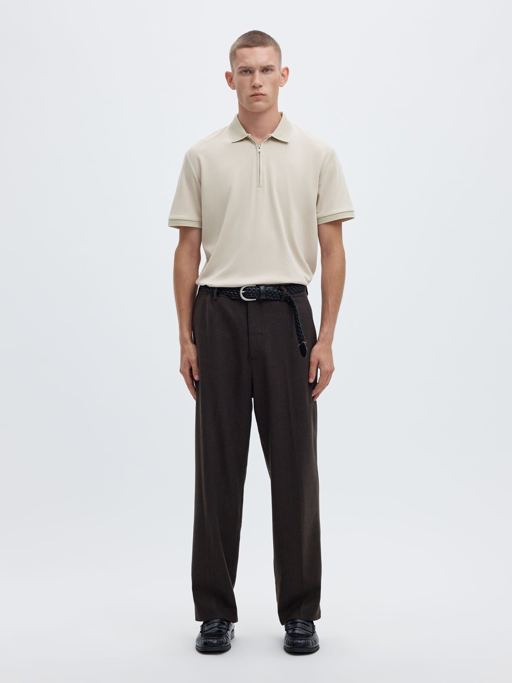 ZIPPER KNITTED POLO SHIRT