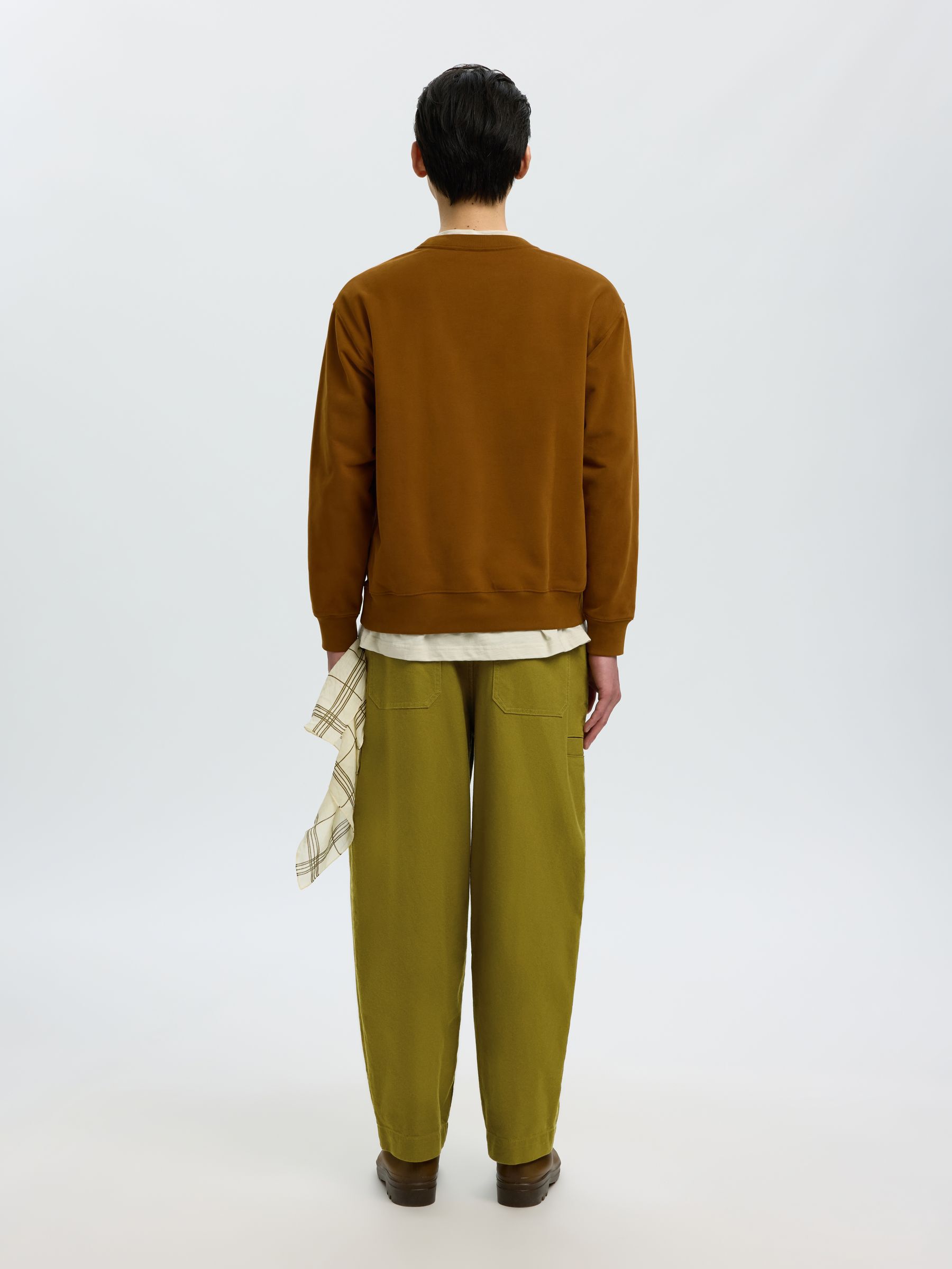 LINEN BLEND BARREL FIT TROUSERS