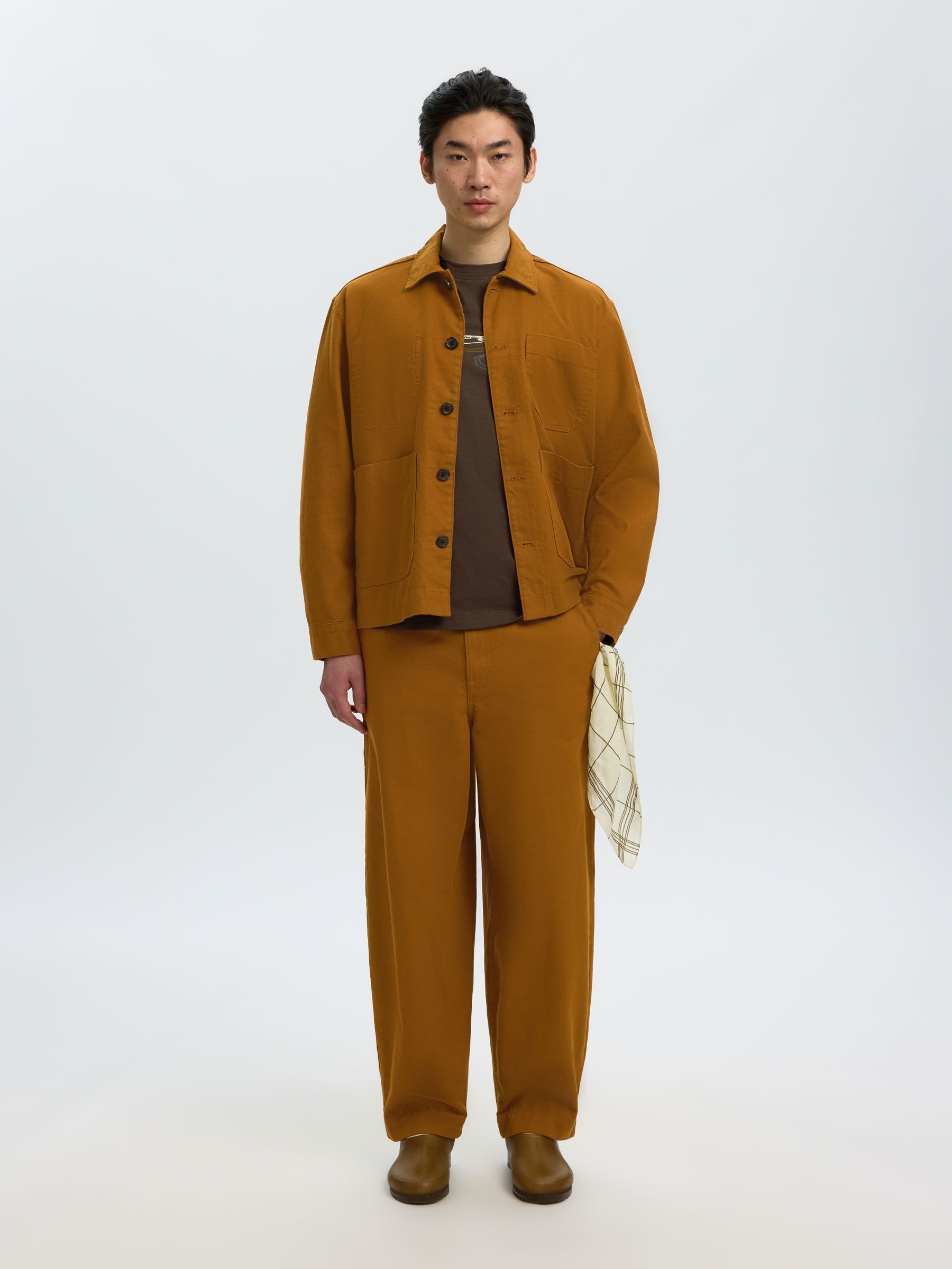 LINEN BLEND BARREL FIT TROUSERS