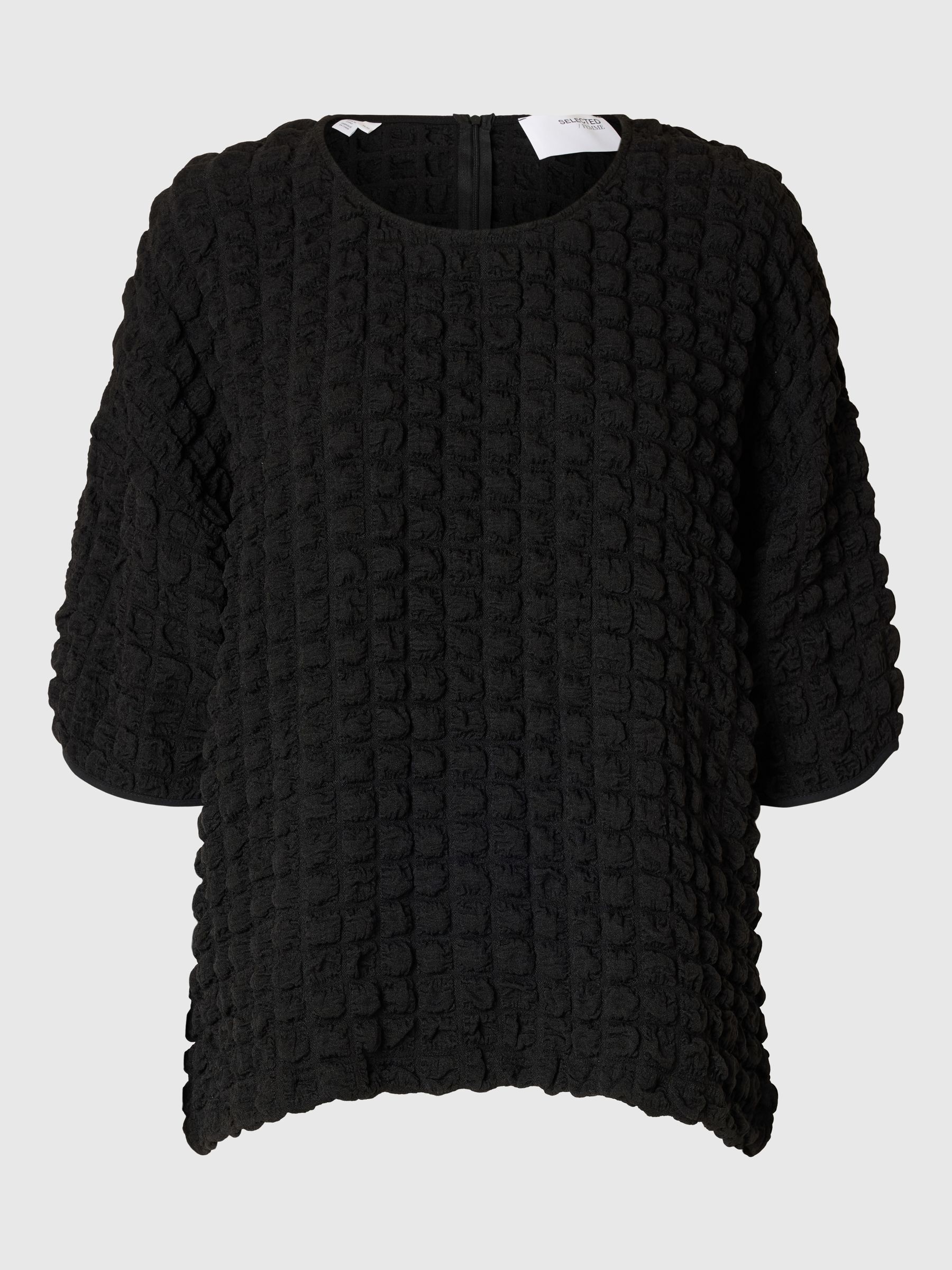 TEXTURED  3/4 SLEEVED TOP