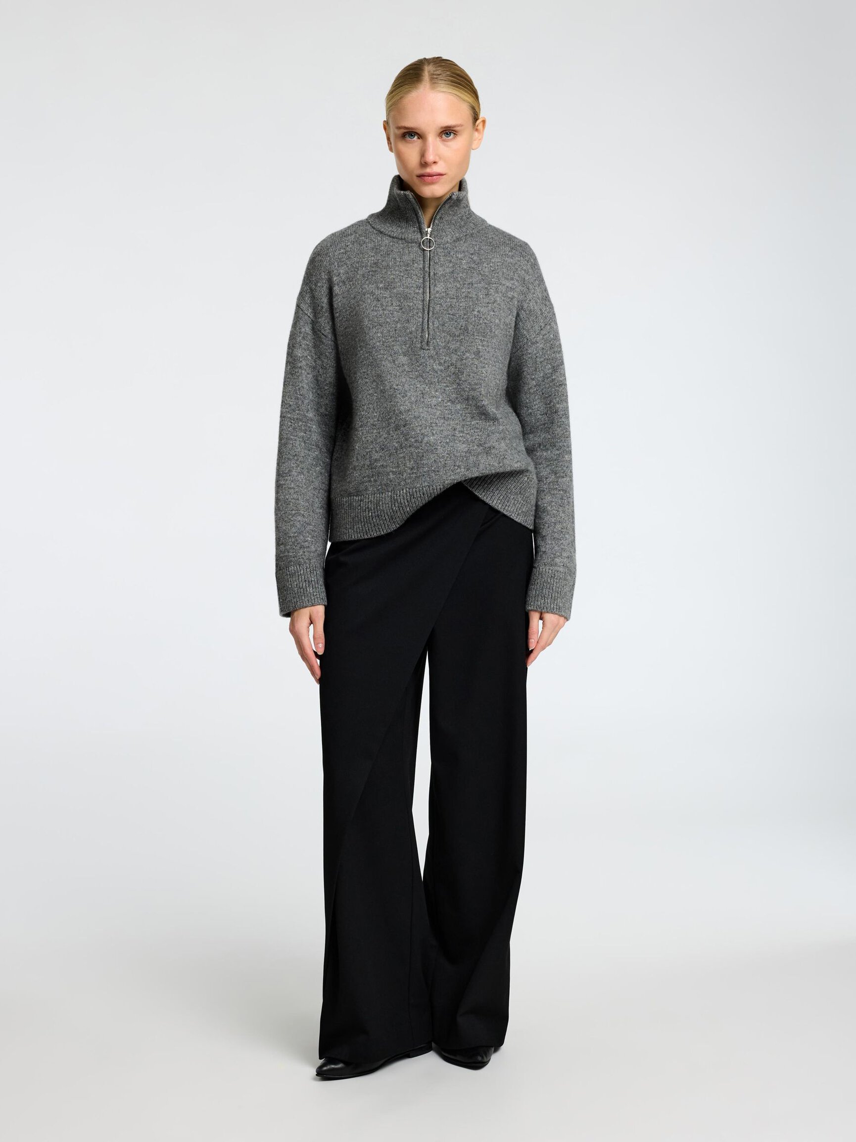 WOOL BLEND HALF-ZIP JUMPER