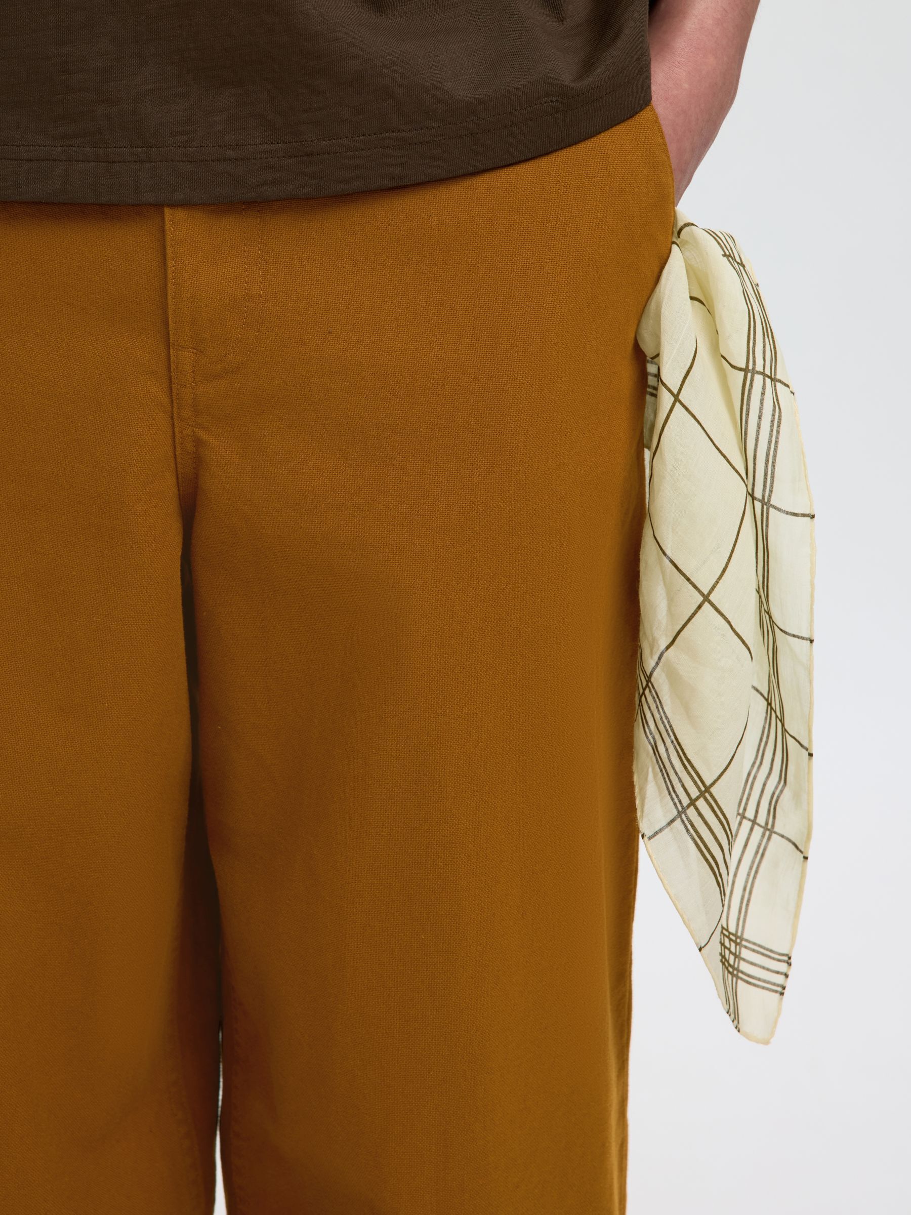 LINEN BLEND BARREL FIT TROUSERS