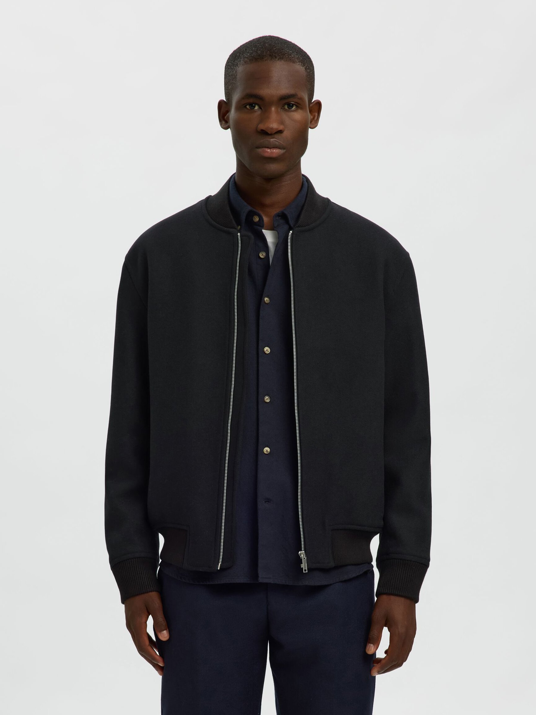 WOOL BLEND BOMBER JACKET