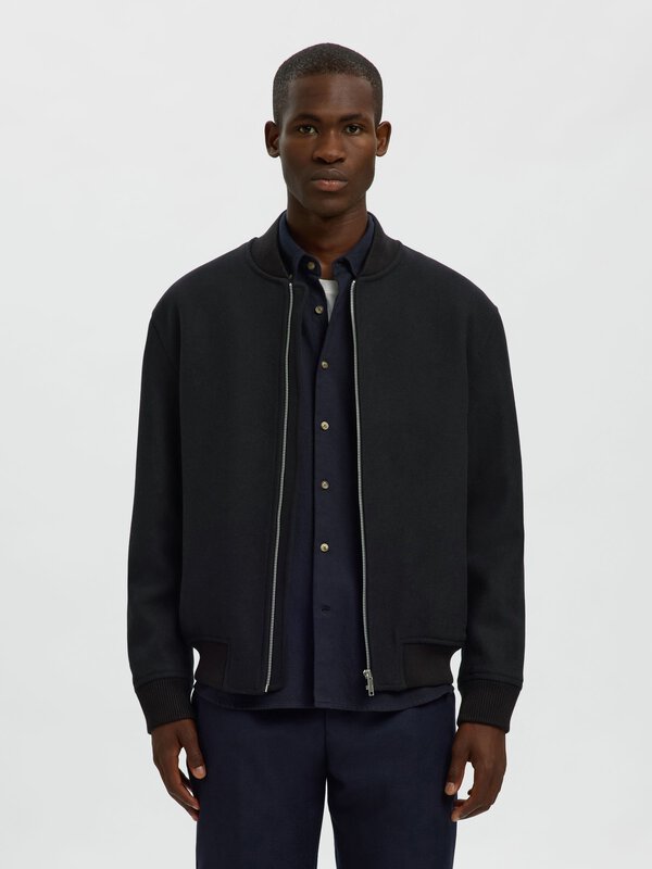 Wool Blend Bomber Jacket