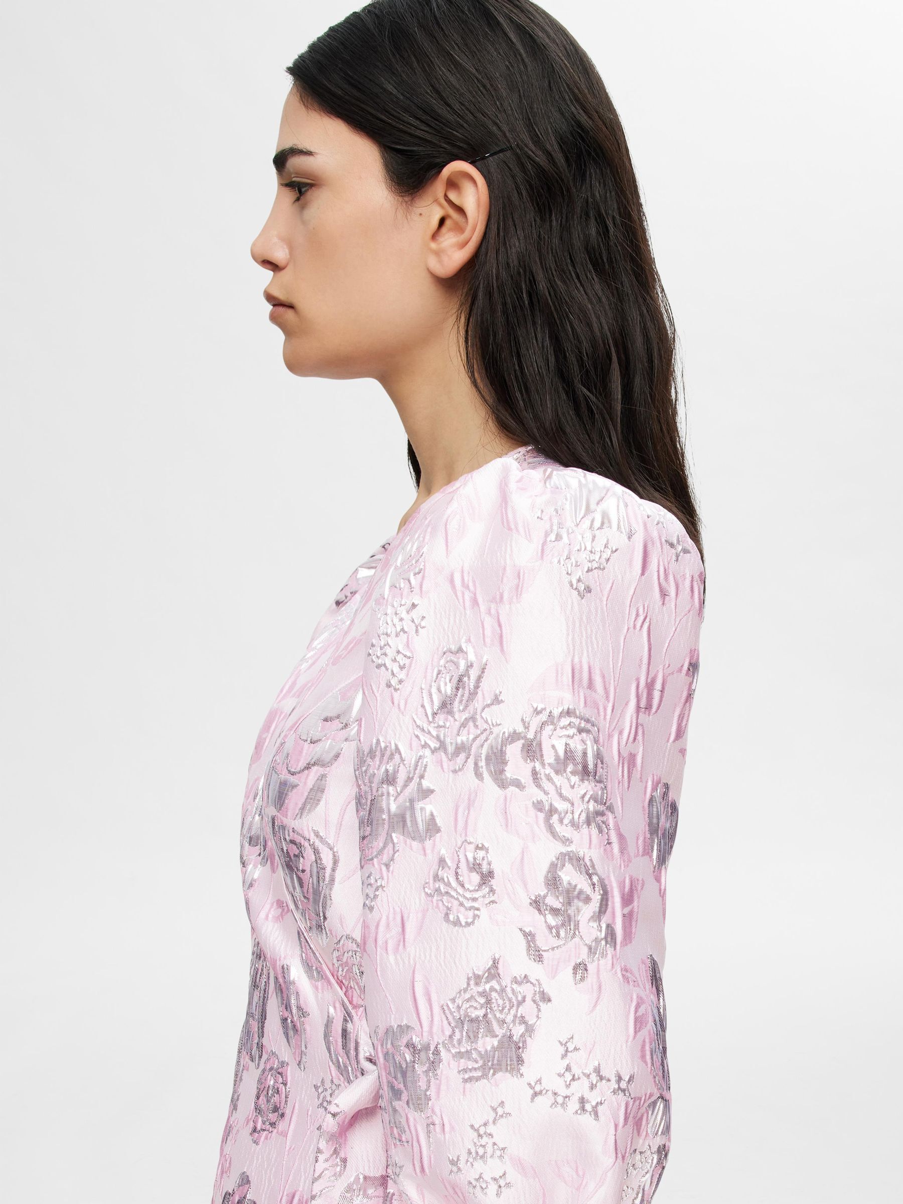 FLORAL JACQUARD WRAP DRESS