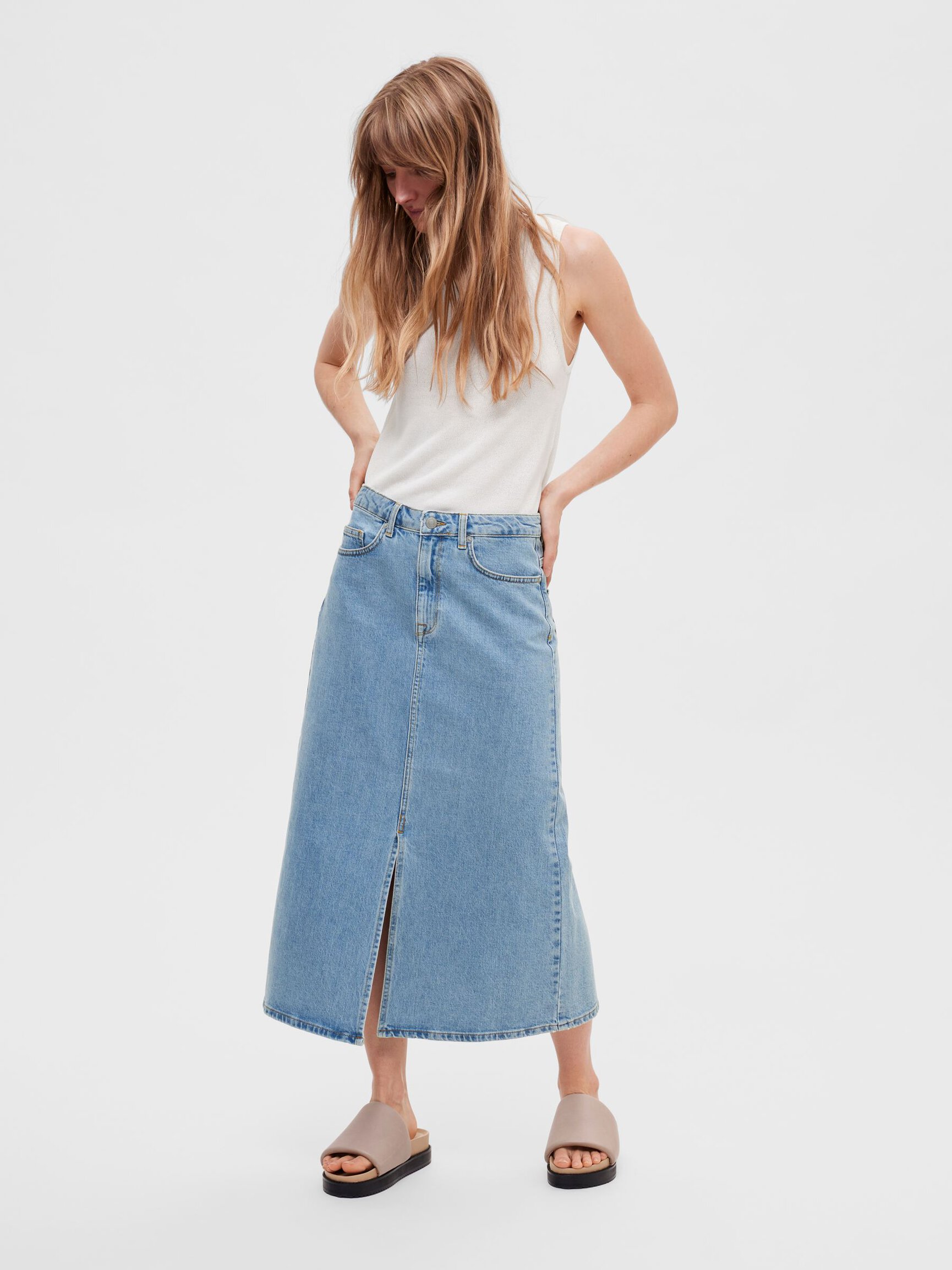 DENIM MIDI SKIRT