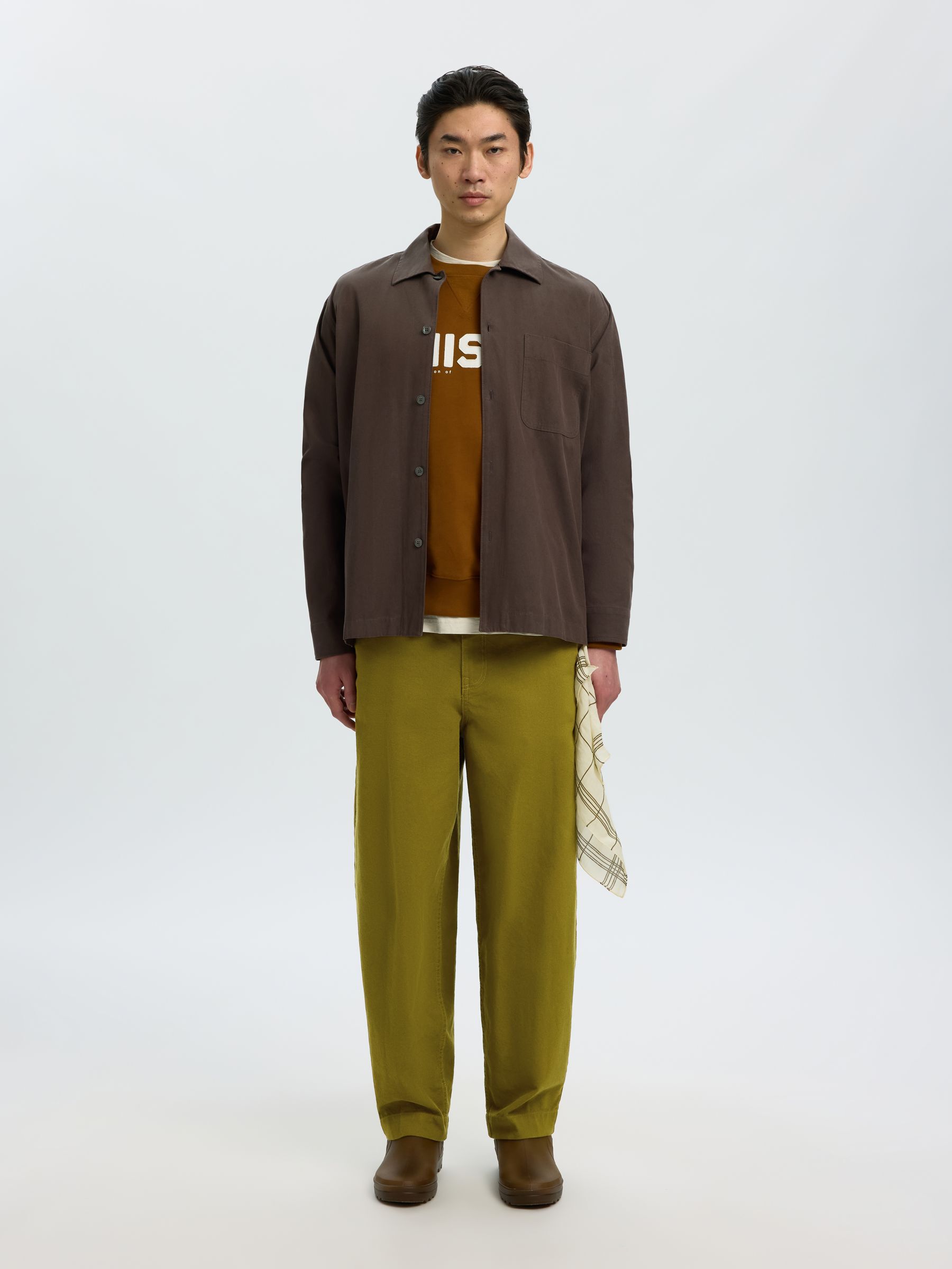 LINEN BLEND BARREL FIT TROUSERS