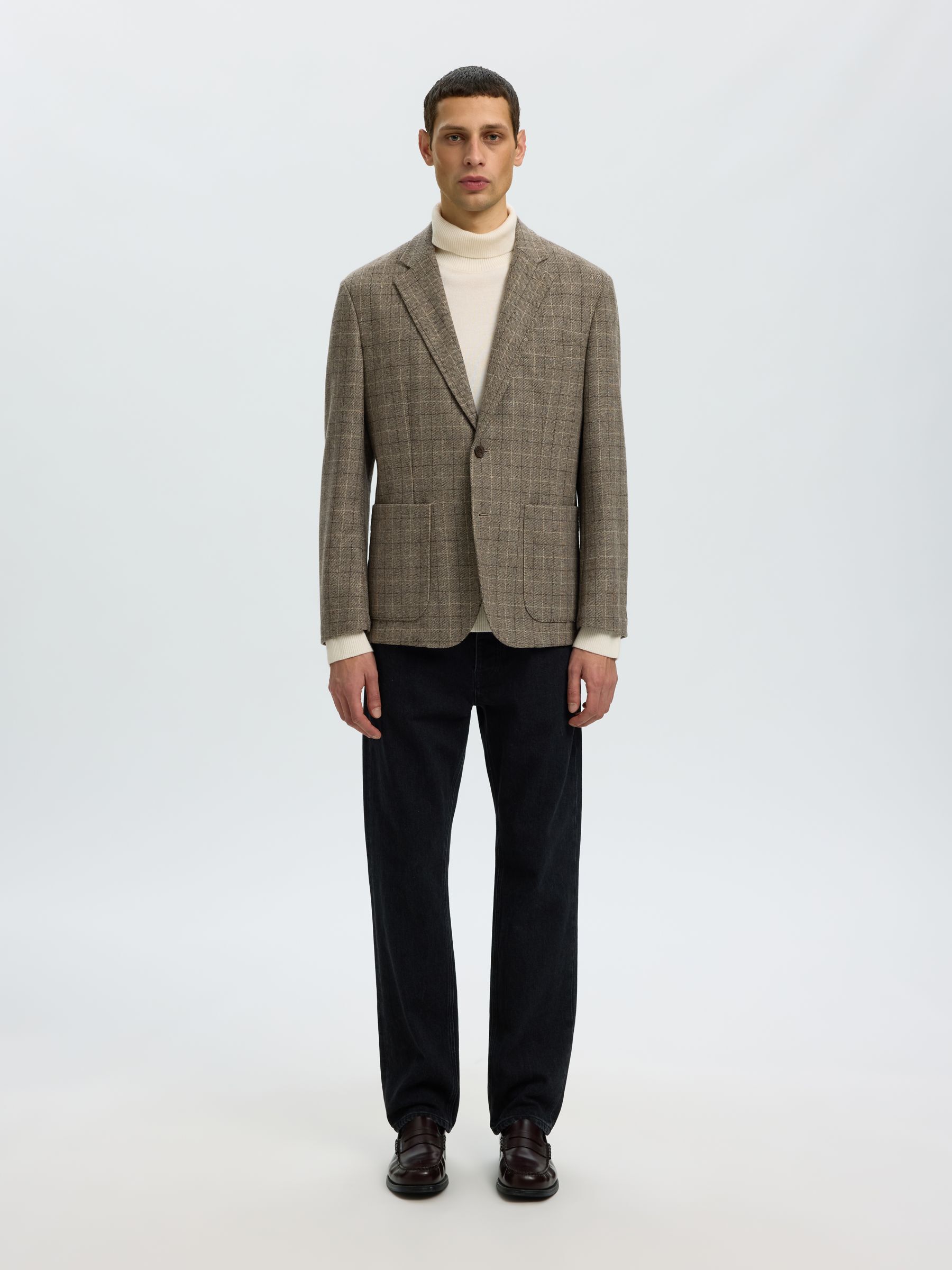 LAINE MÉLANGÉE BLAZER À SIMPLE BOUTONNAGE