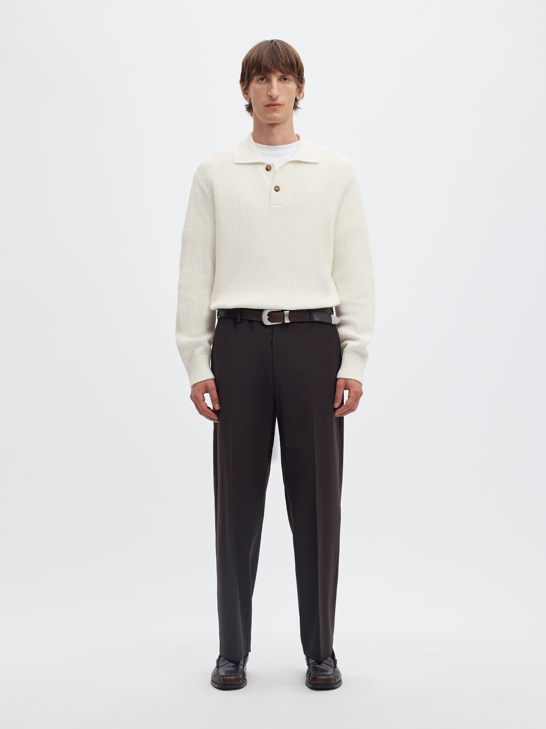 RIBBED KNITTED POLO SHIRT