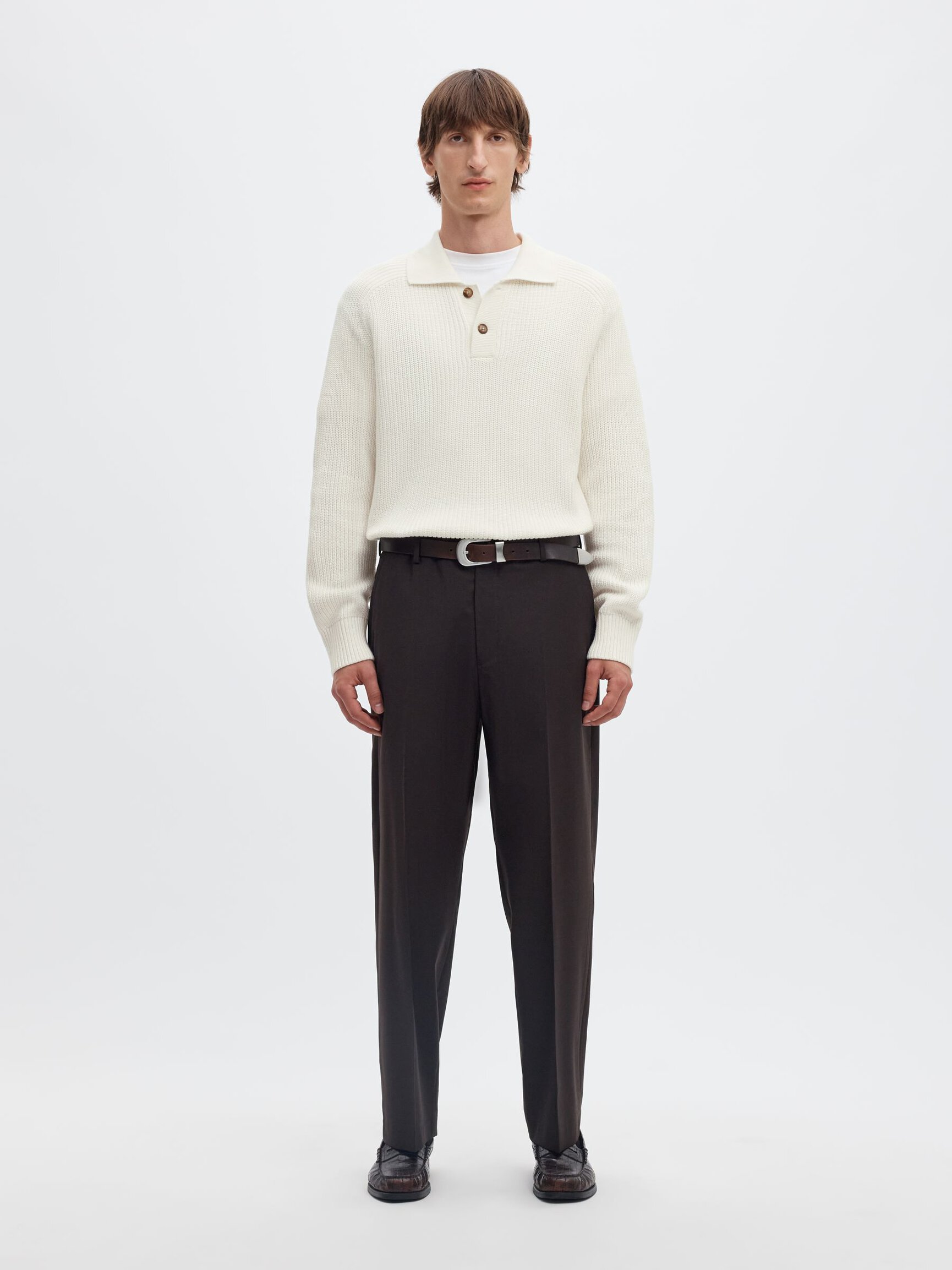 RIBBED KNITTED POLO SHIRT