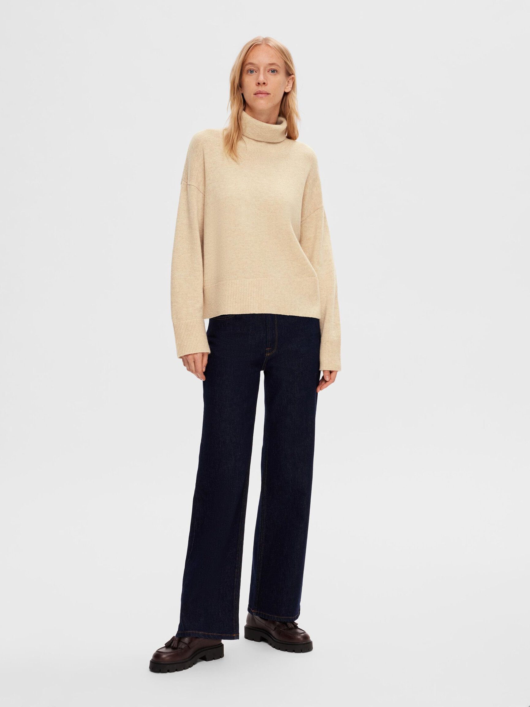WOOL BLEND ROLL NECK JUMPER
