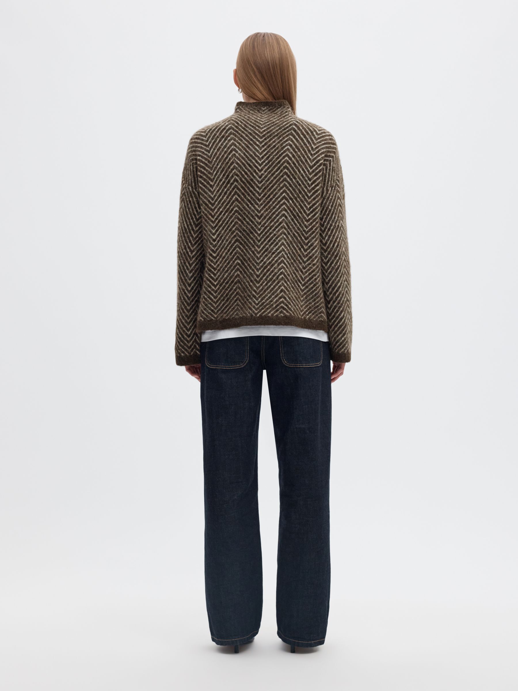 HERRINGBONE HIGH-NECK JUMPER