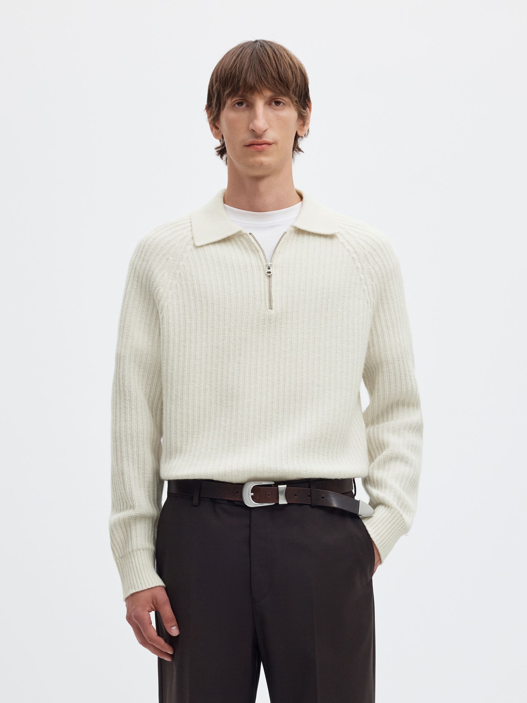 WOOL BLEND KNITTED POLO SHIRT