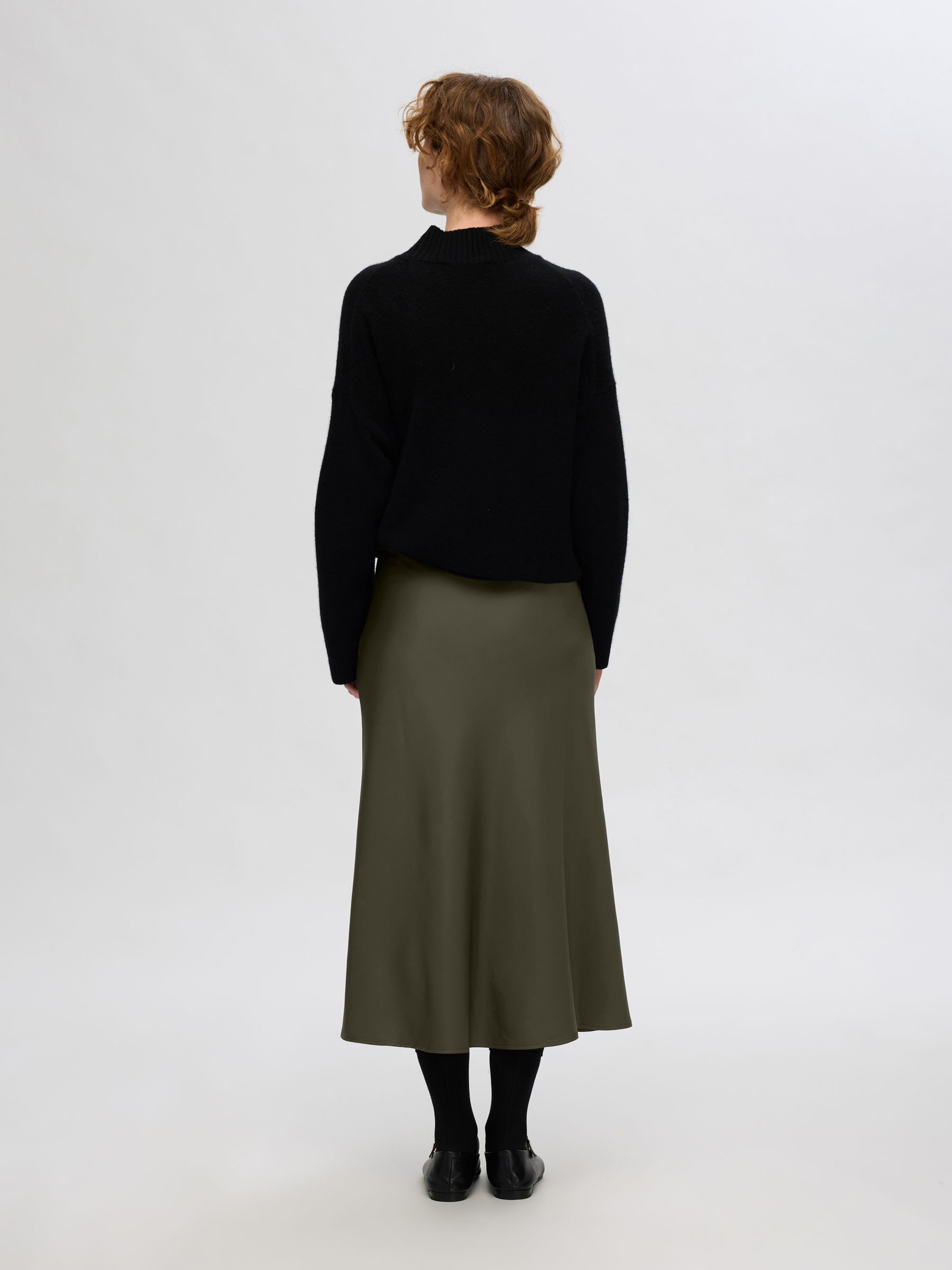 SATIN MIDI SKIRT