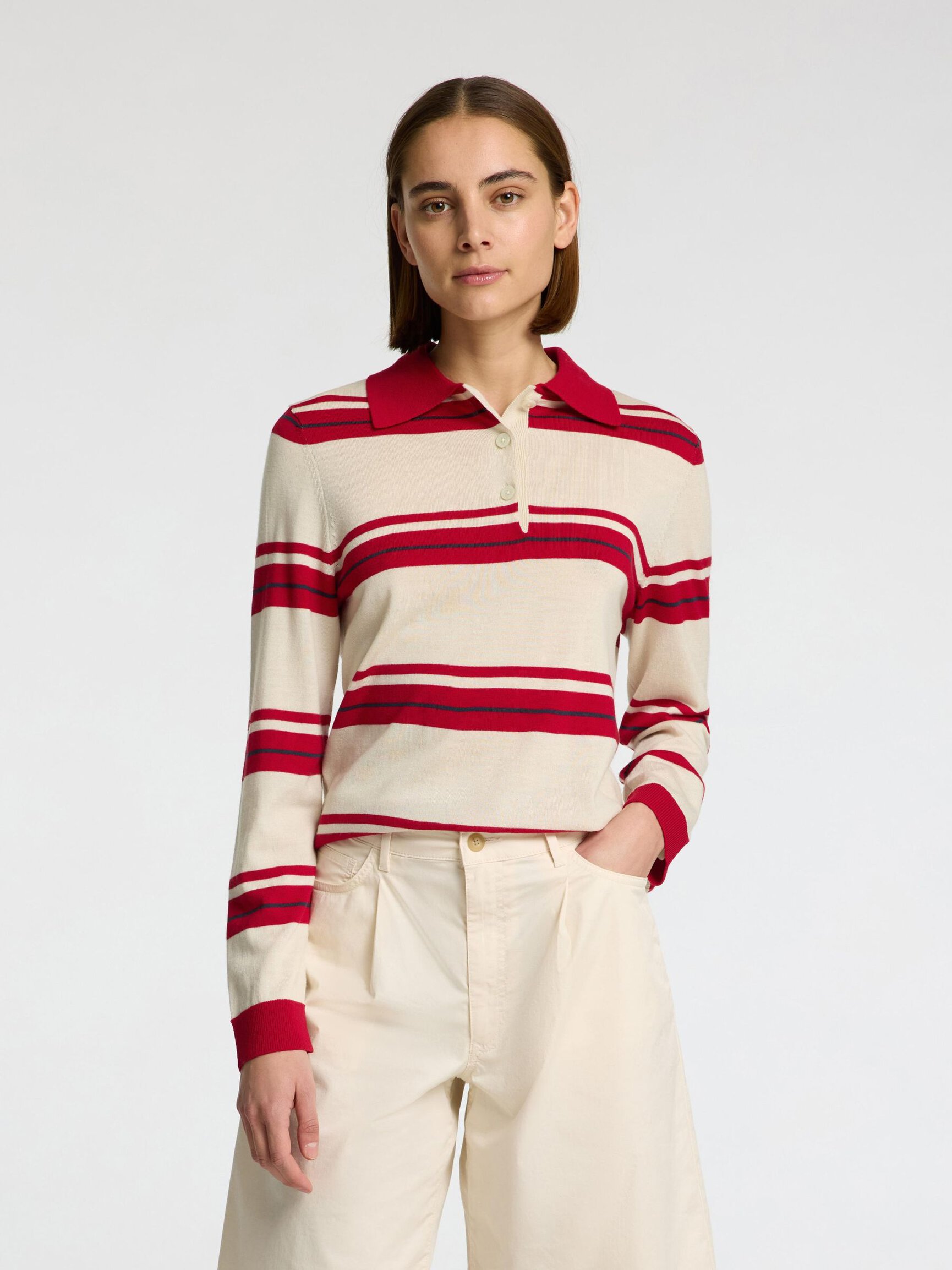 100% MERINO WOOL LONG-SLEEVED POLO