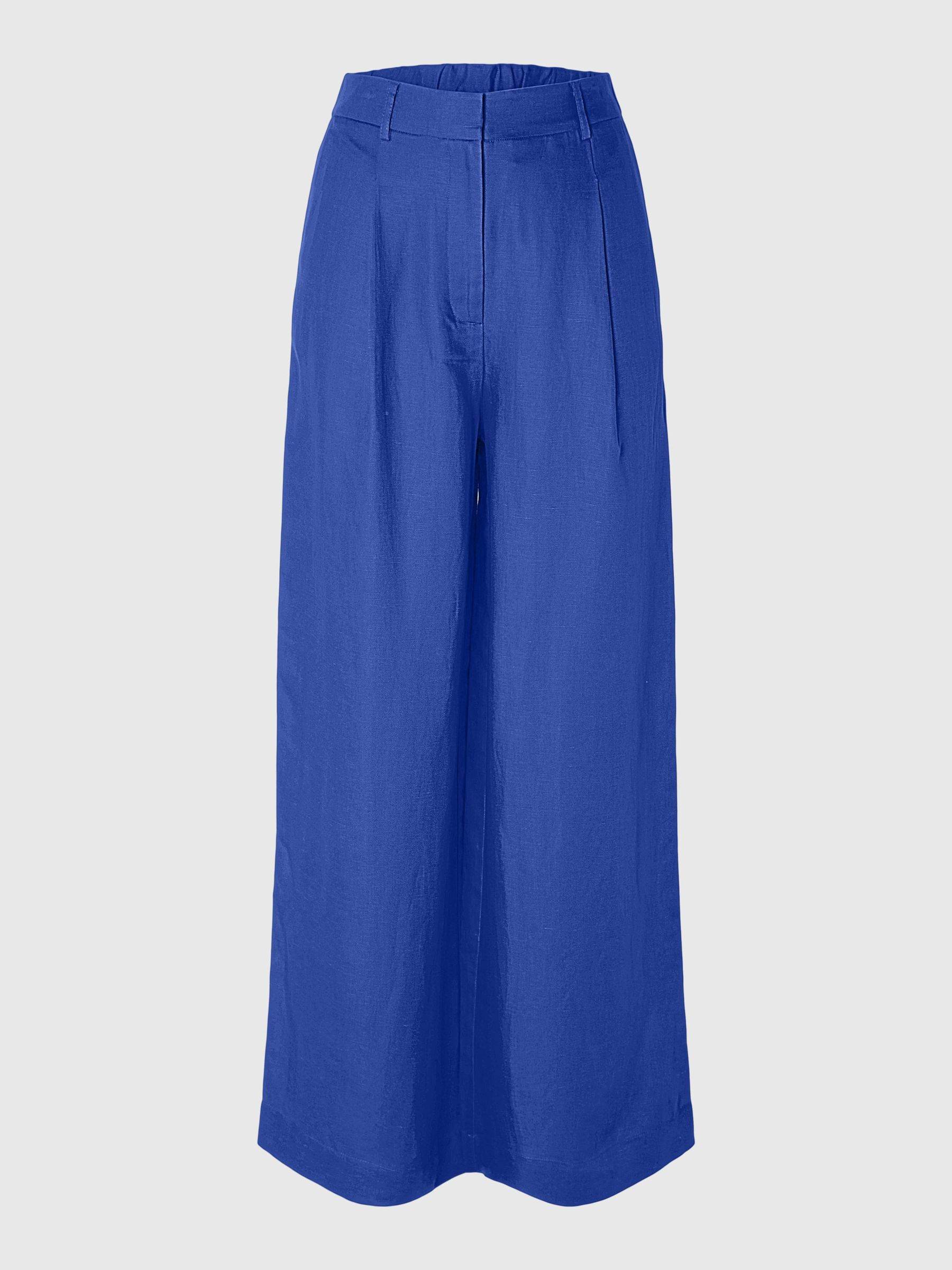 LINEN BLEND WIDE-LEG TROUSERS