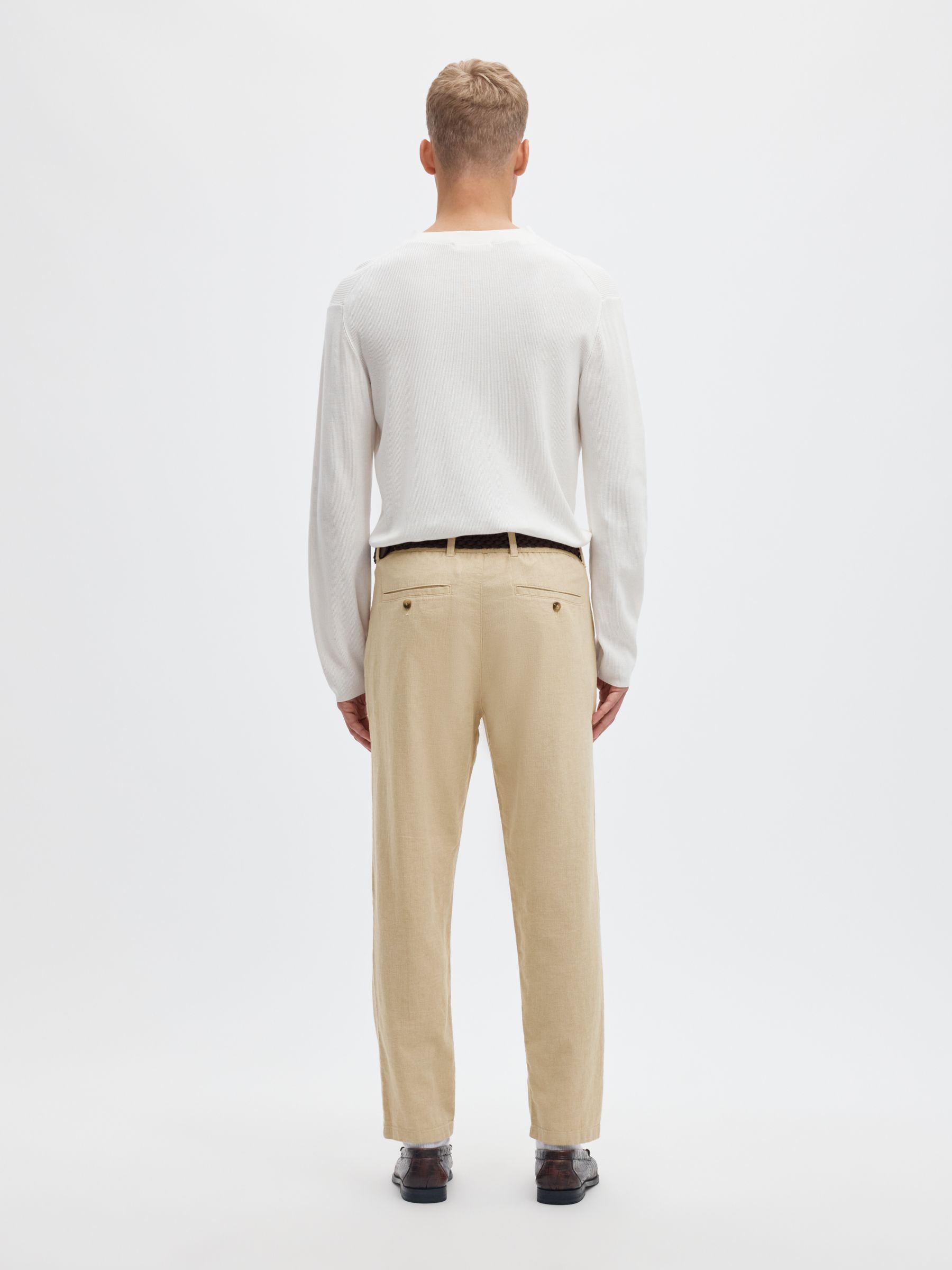 SLIM TAPERED LINEN BLEND TROUSERS