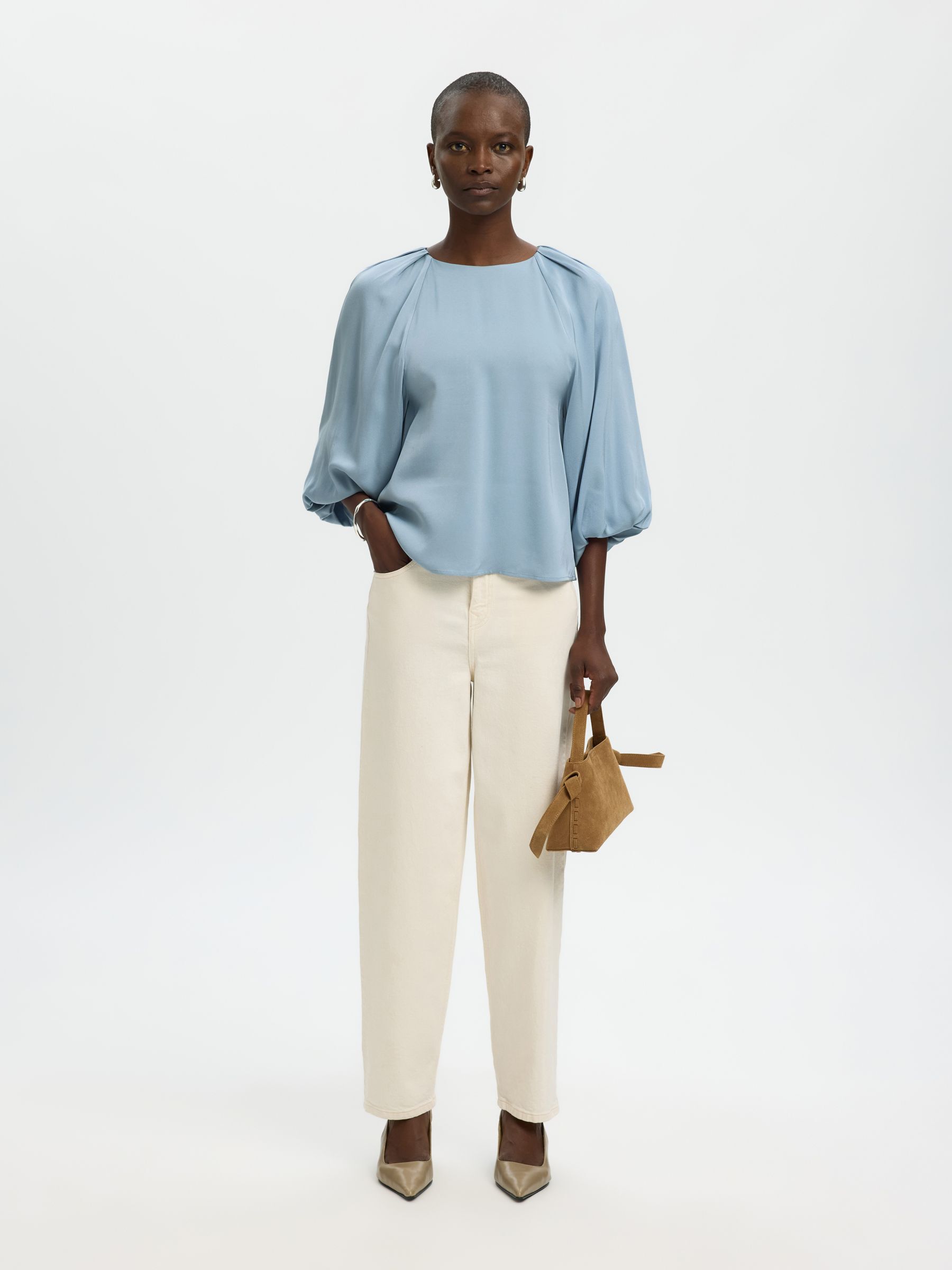 VISCOSE 3/4 SLEEVED BLOUSE