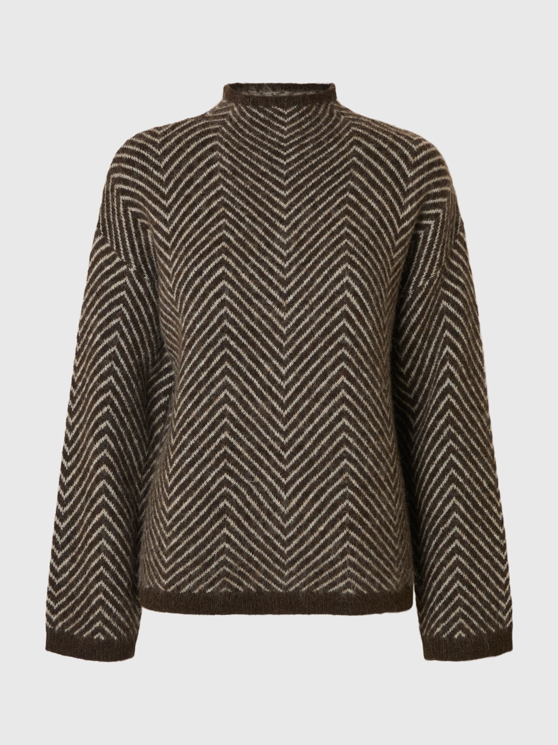 HERRINGBONE HIGH-NECK JUMPER