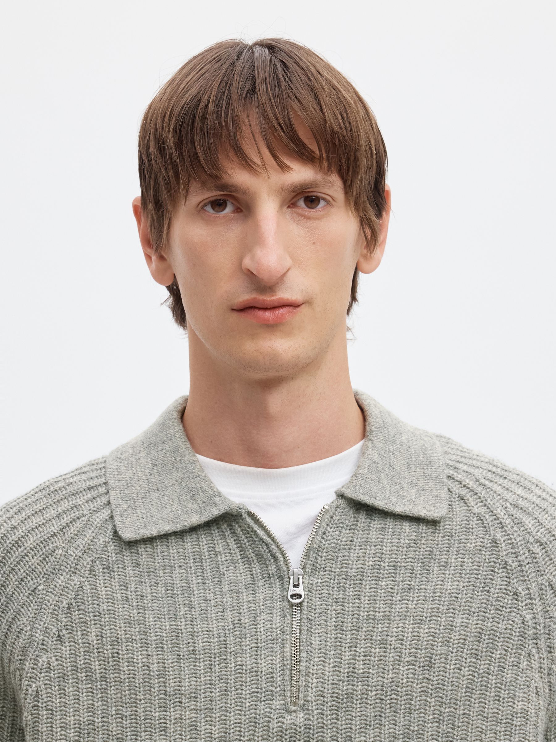 WOOL BLEND KNITTED POLO SHIRT