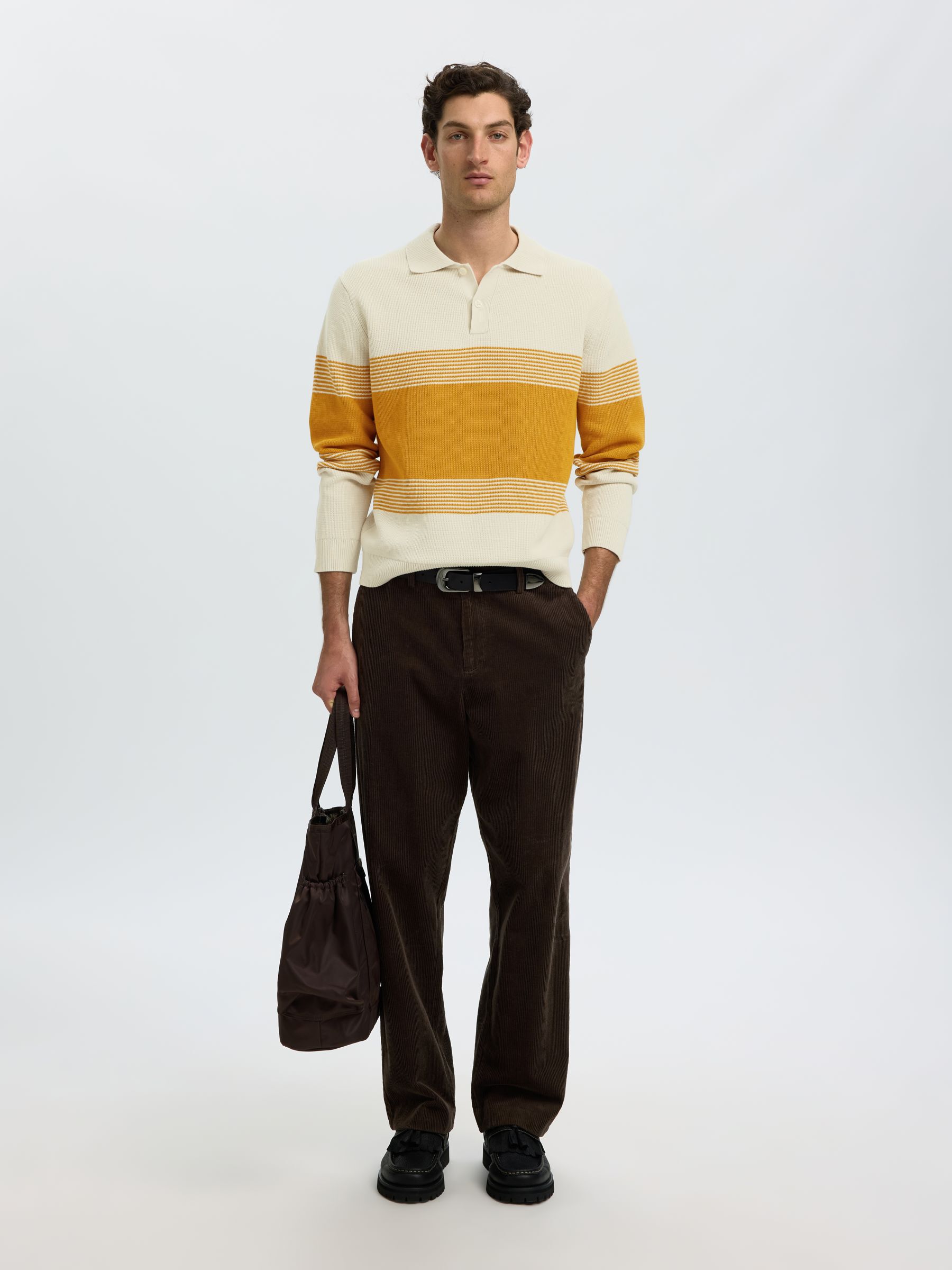 STRIPED KNITTED POLO SHIRT