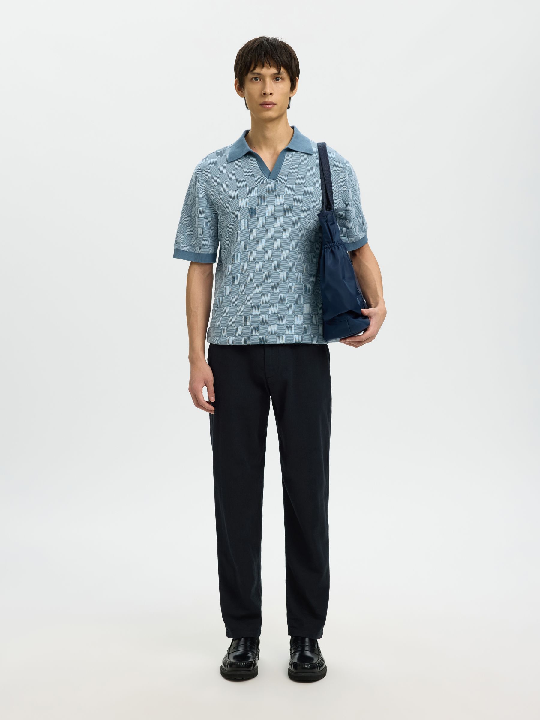 SLIM TAPERED LINEN BLEND TROUSERS