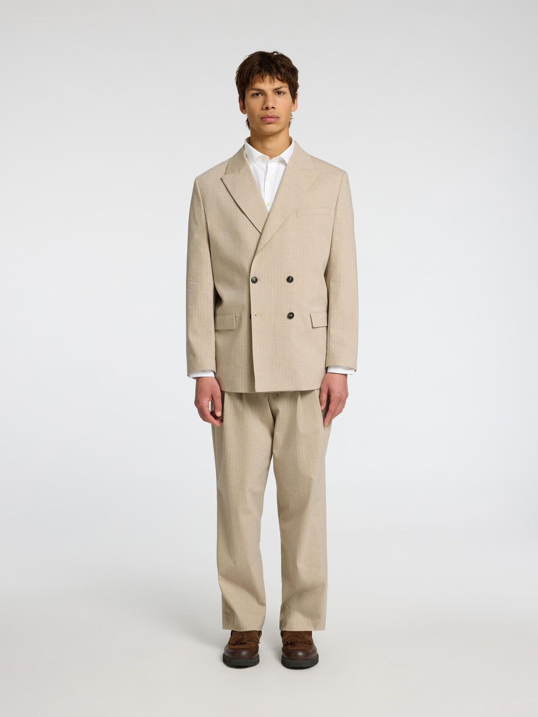 RELAXED FIT PINSTRIPE SUIT TROUSERS