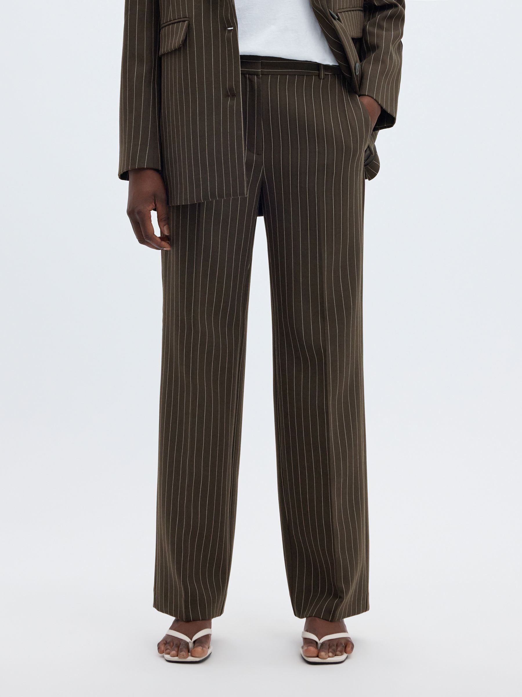 VISCOSE BLEND PINSTRIPE TROUSERS