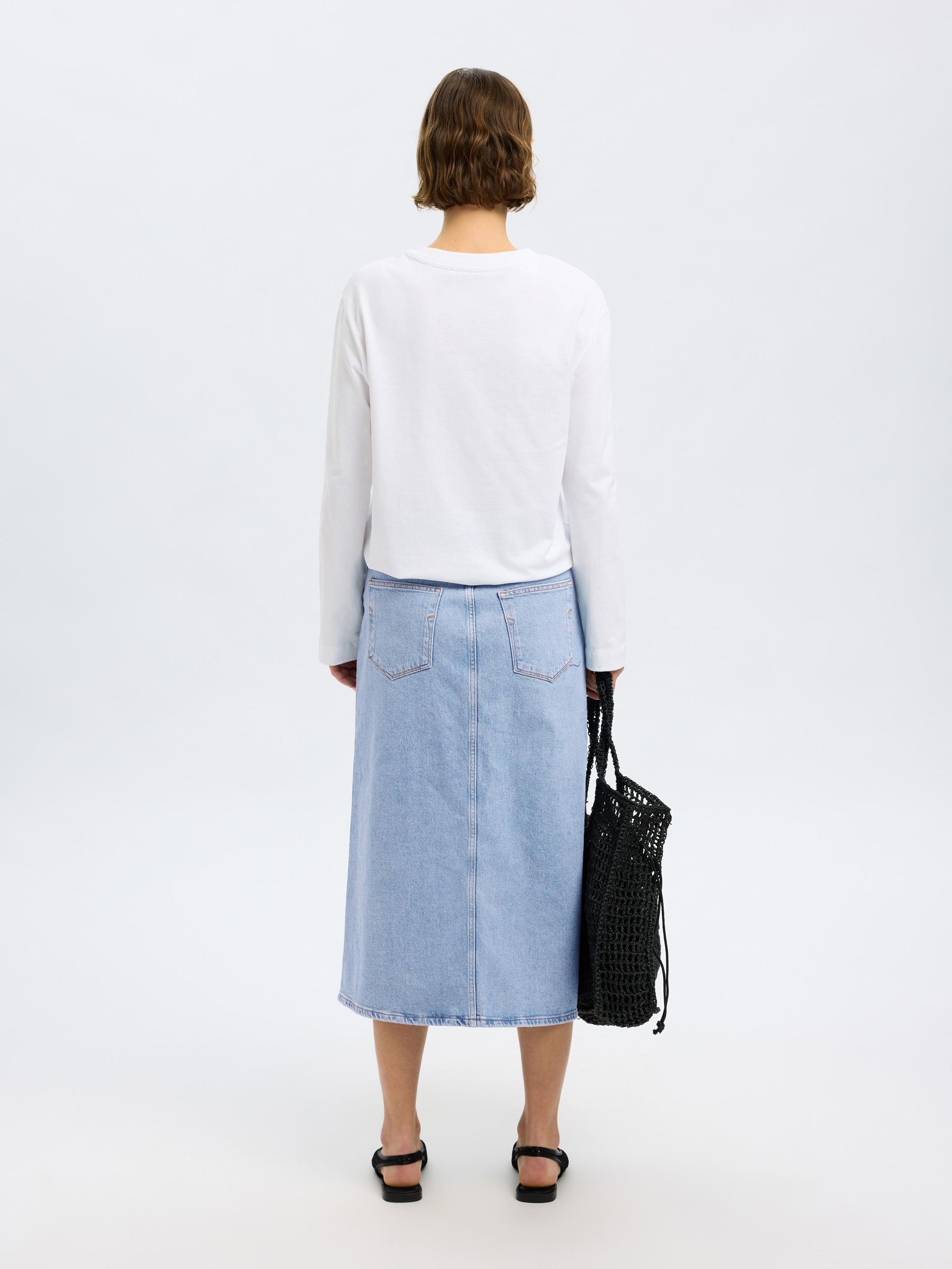 HELLBLAUER MIDI JEANSROCK