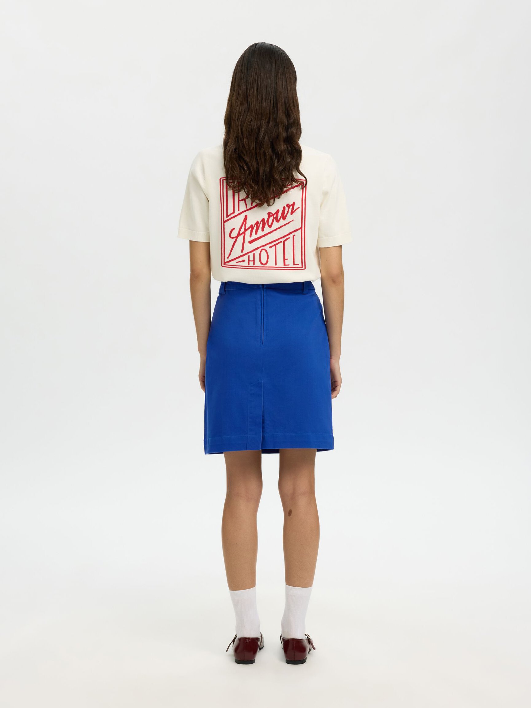 COTTON BLEND MIDI SKIRT