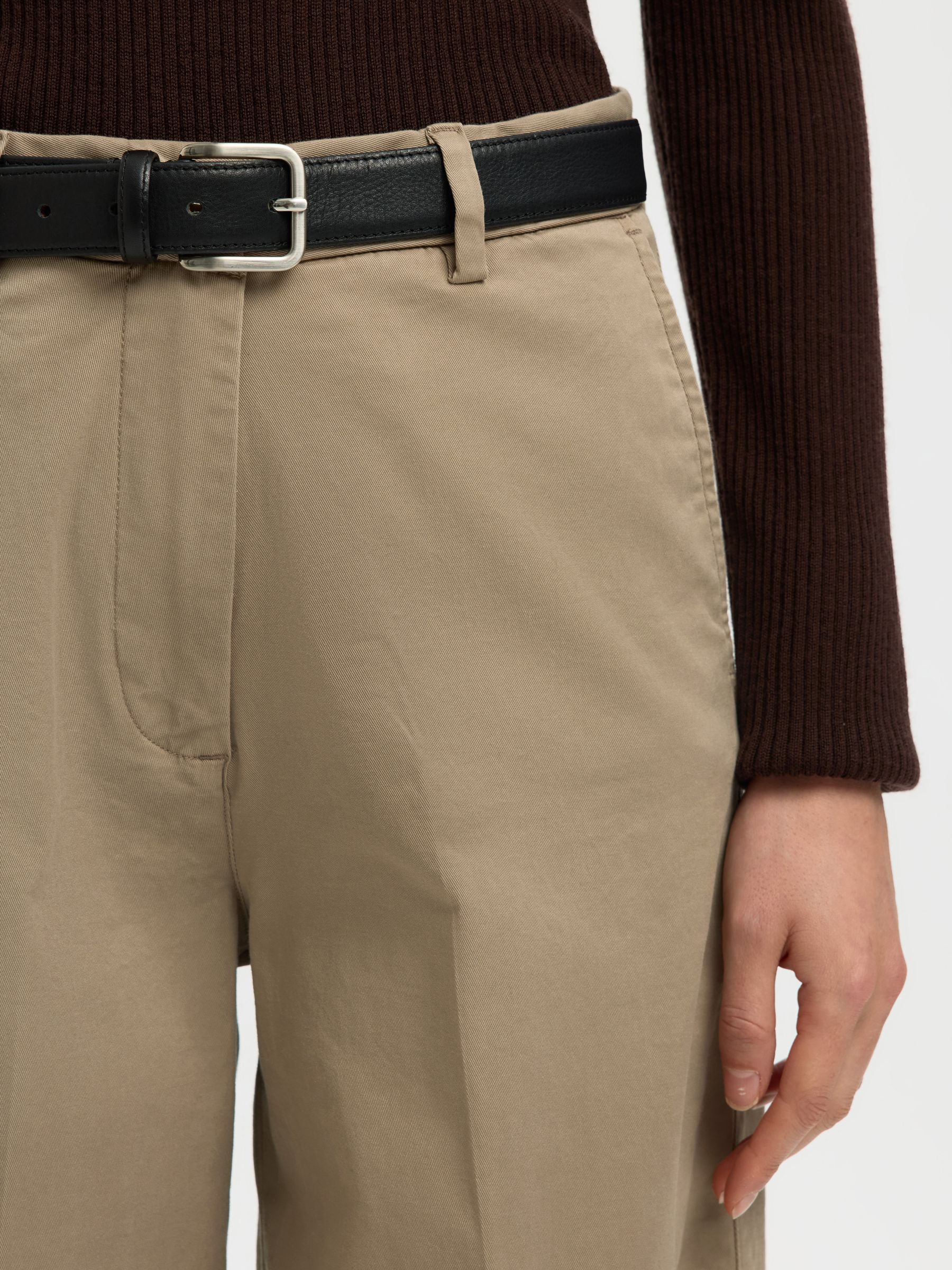 COTTON BLEND WIDE-LEG TROUSERS