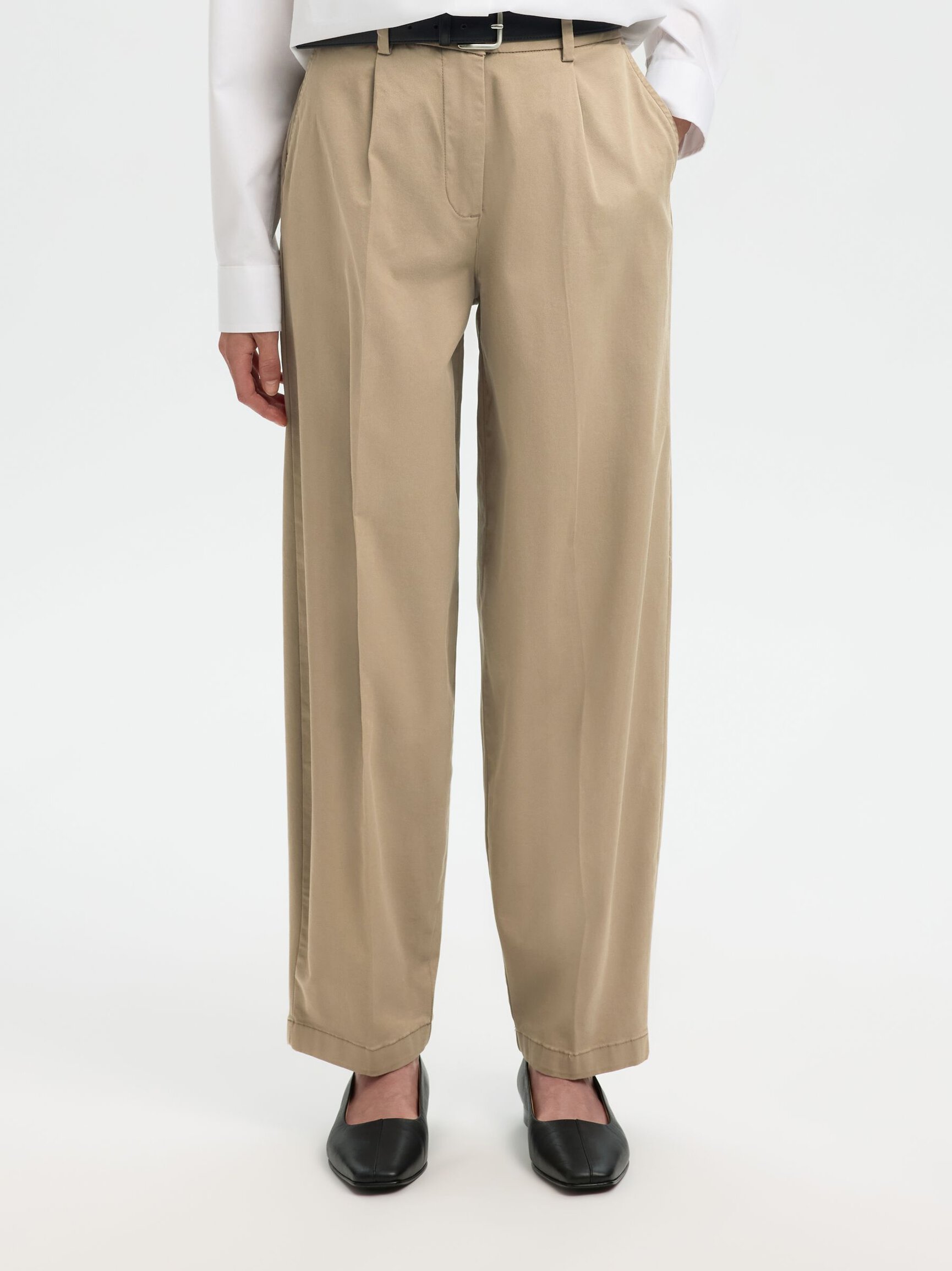 COTTON BLEND BARREL FIT TROUSERS