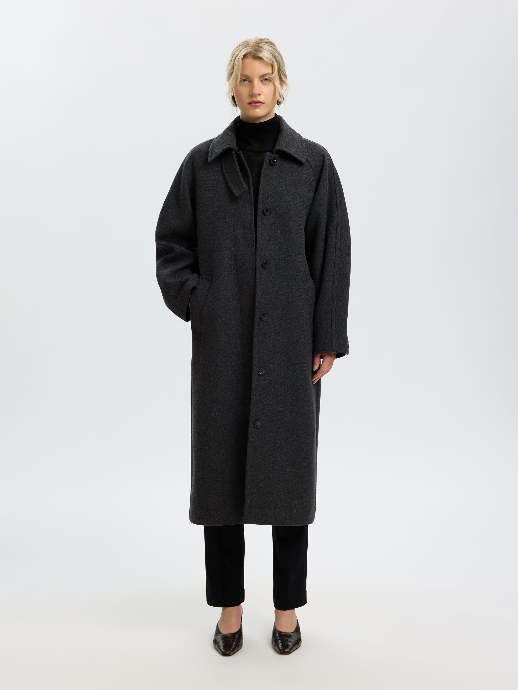 LAINE MÉLANGÉE LONG MANTEAU