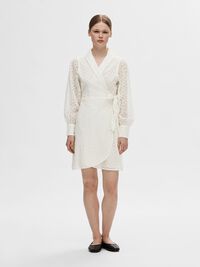 LONG-SLEEVED WRAP DRESS, Snow White, highres