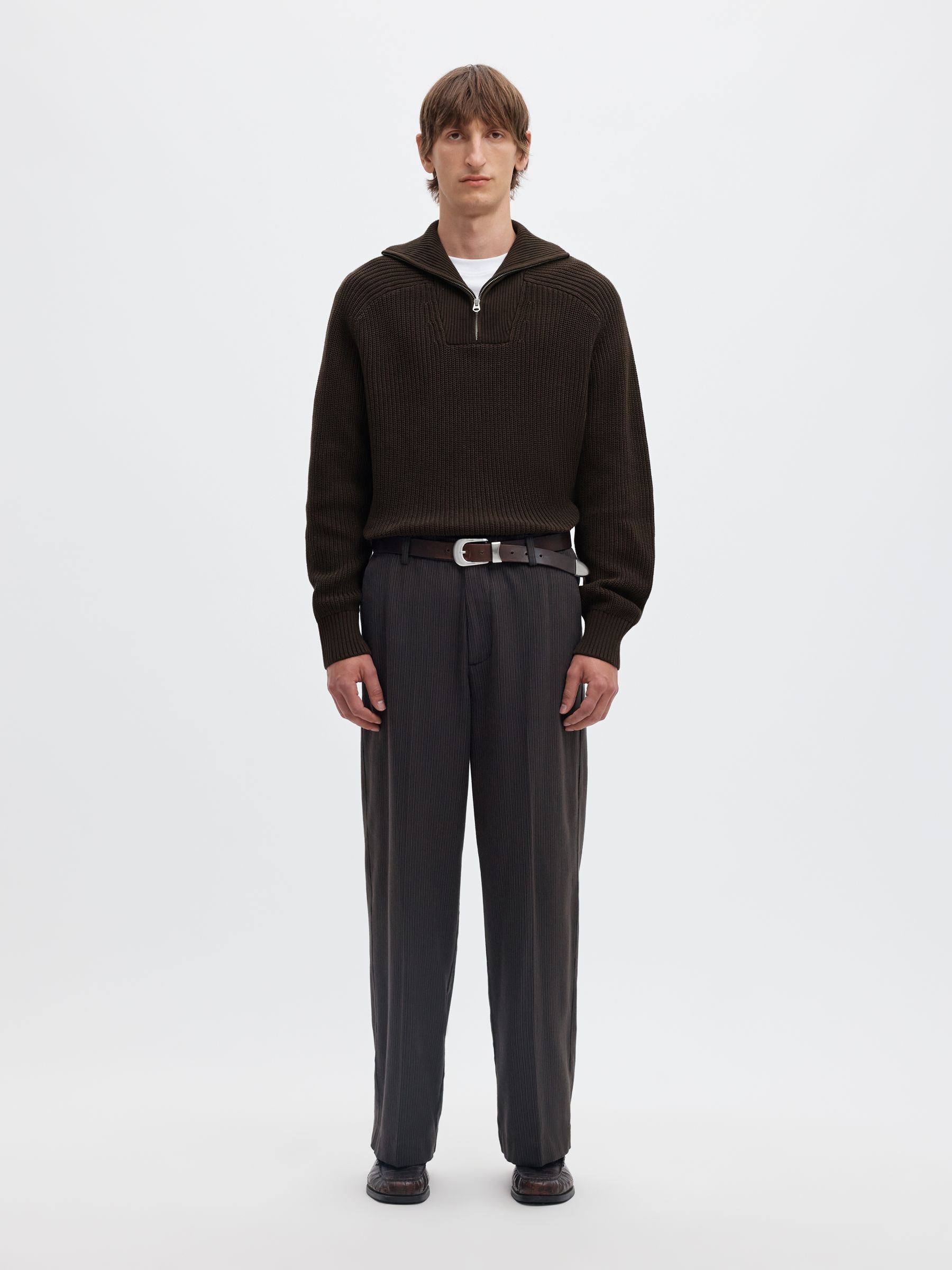 RIBBED ORGANIC COTTON HALF-ZIP JUMPER