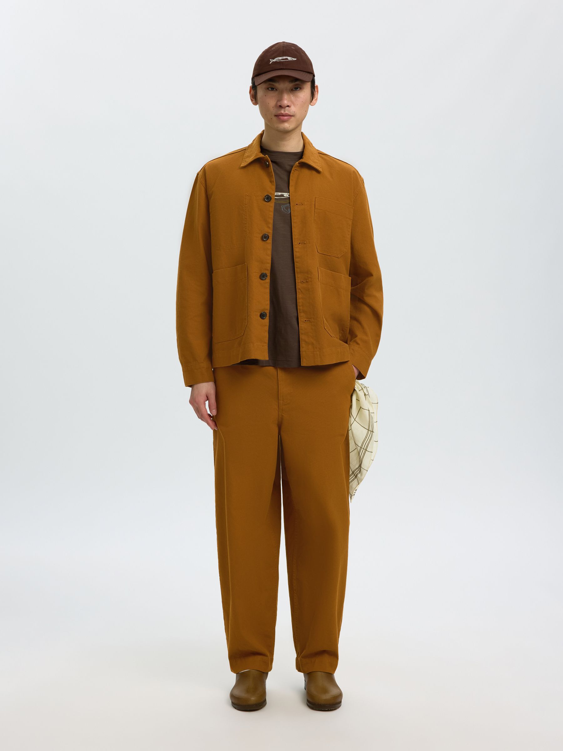 LINEN BLEND BARREL FIT TROUSERS