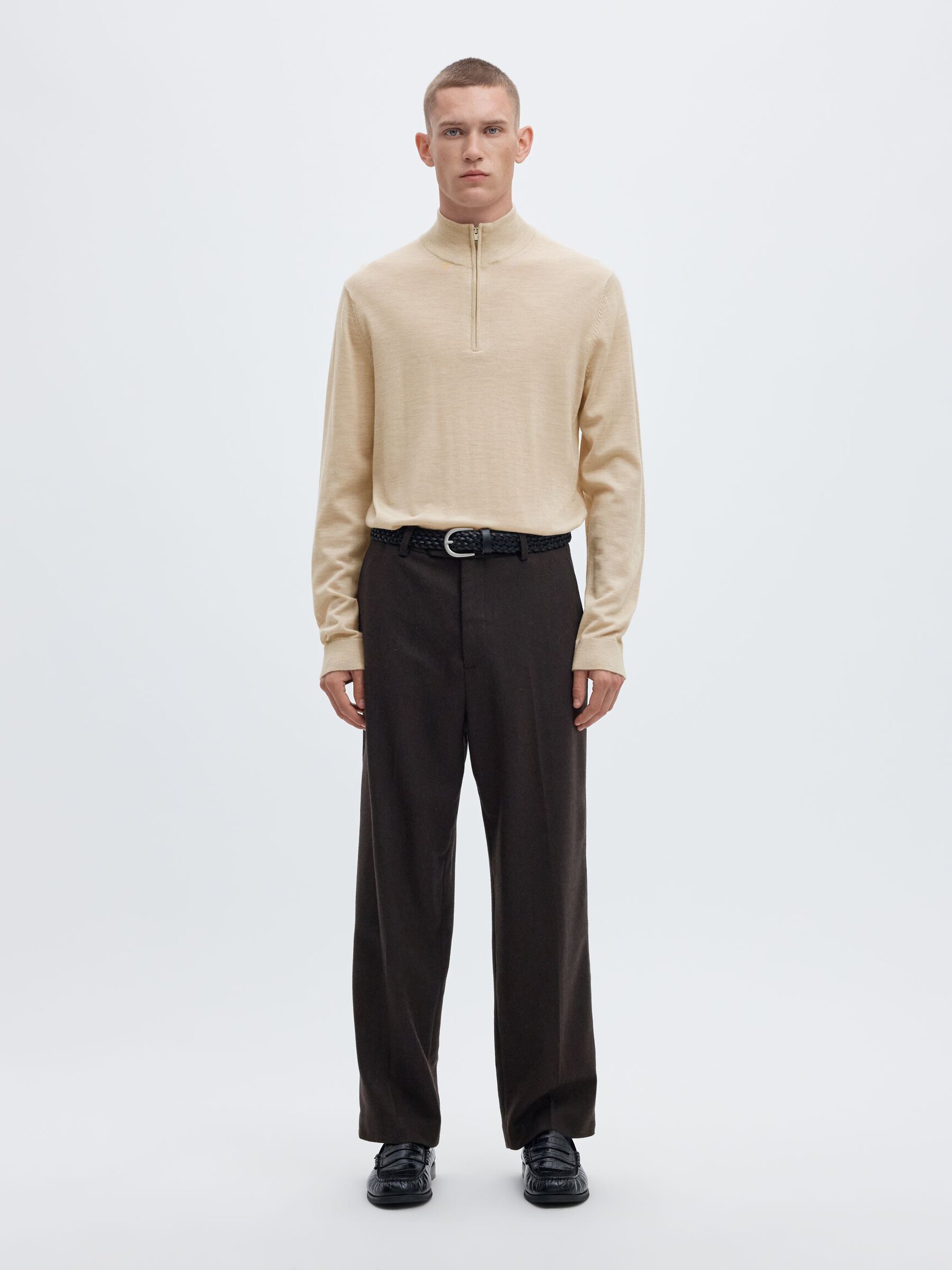 100% MERINO WOOL HALF-ZIP JUMPER