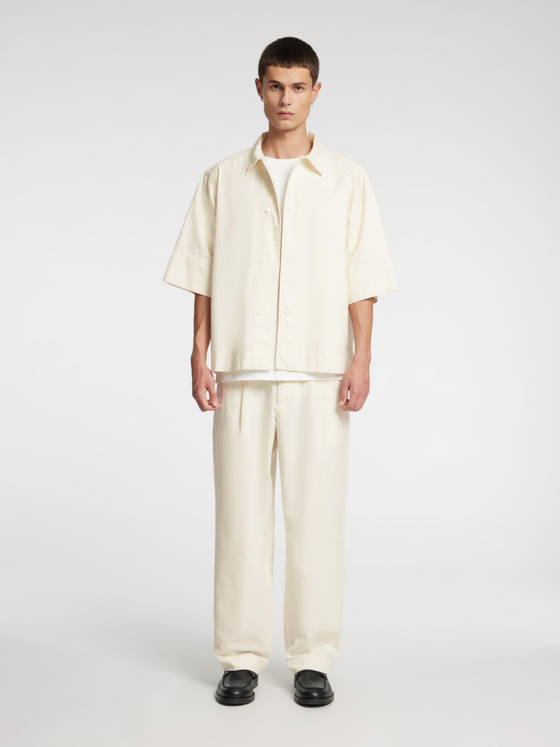 COTTON BLEND LOOSE-FIT TROUSERS