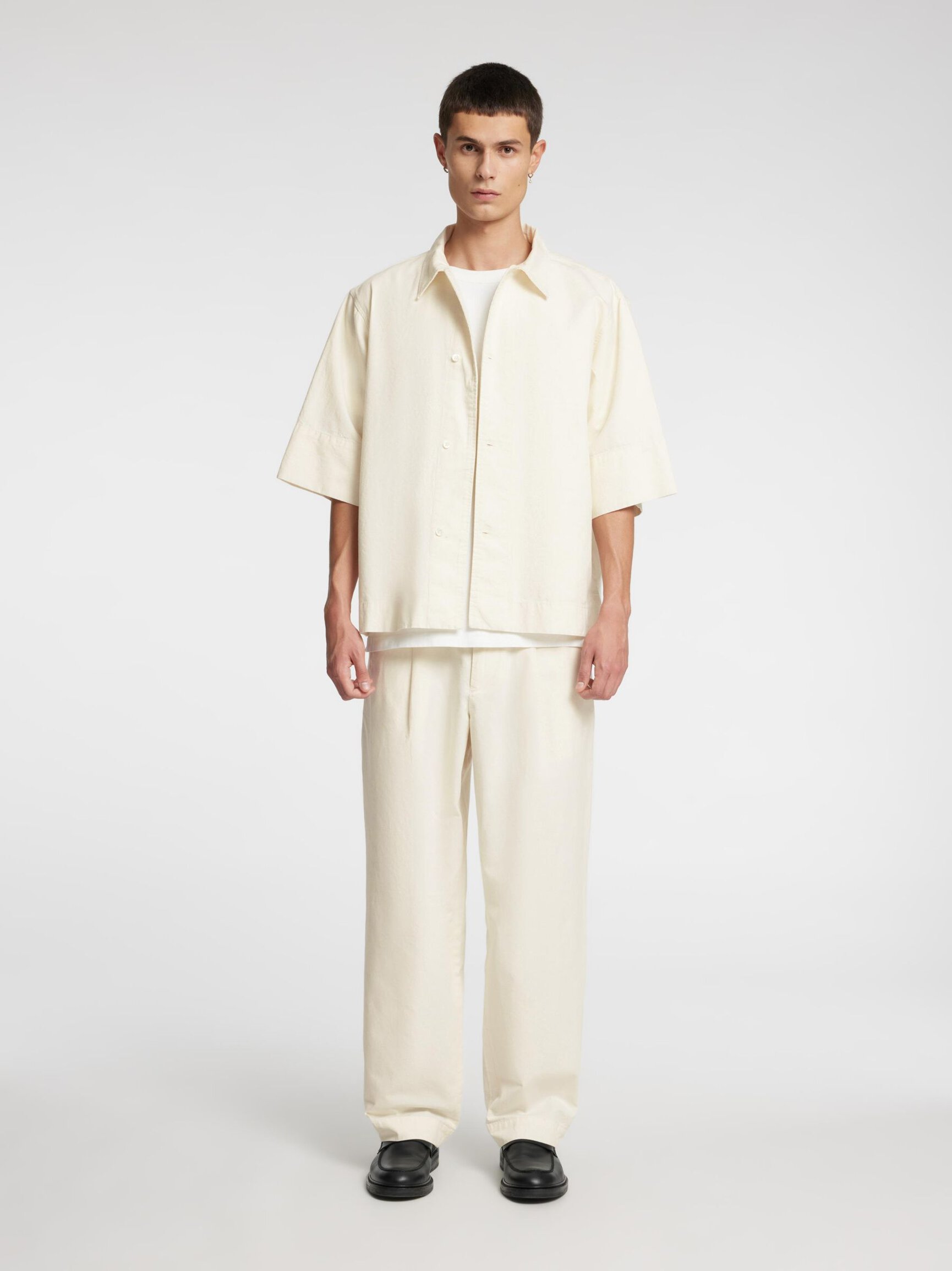 COTTON BLEND LOOSE-FIT TROUSERS