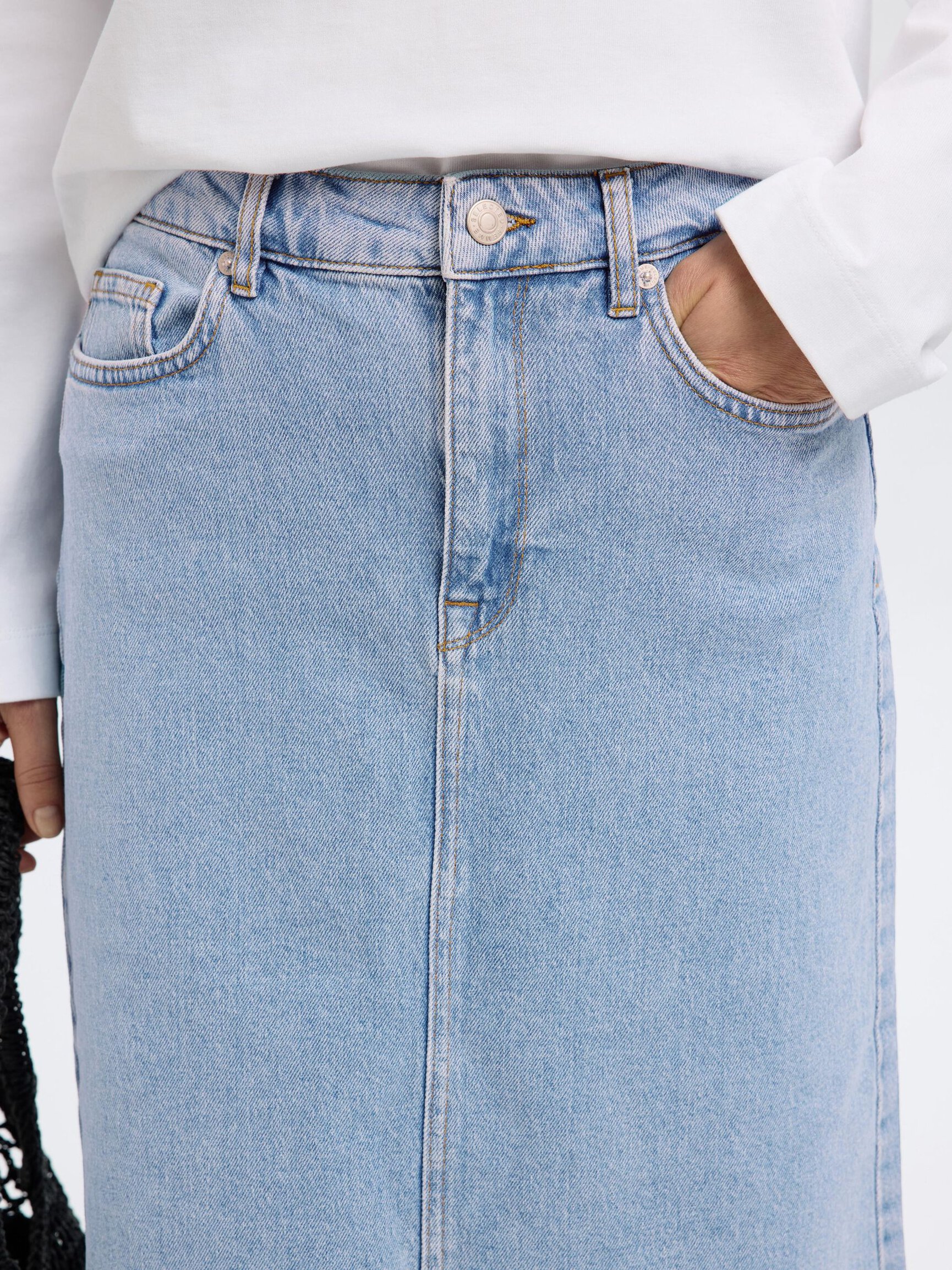 HELLBLAUER MIDI JEANSROCK