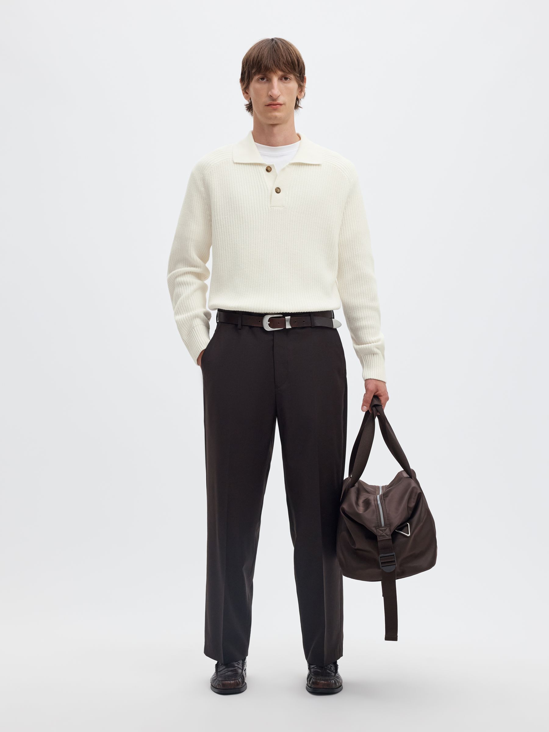 RIBBED KNITTED POLO SHIRT