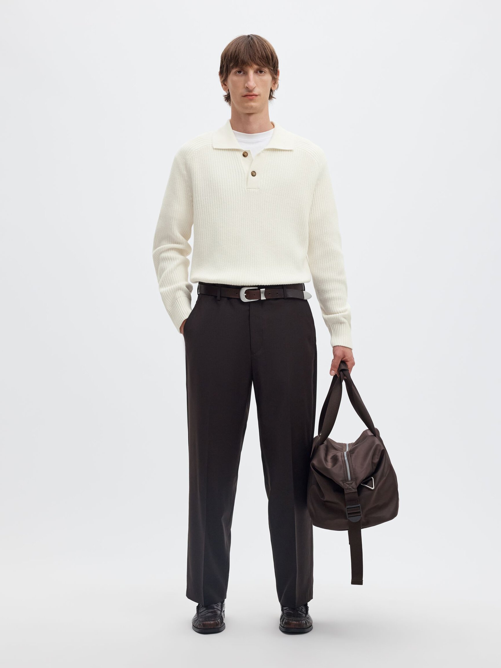 RIBBED KNITTED POLO SHIRT